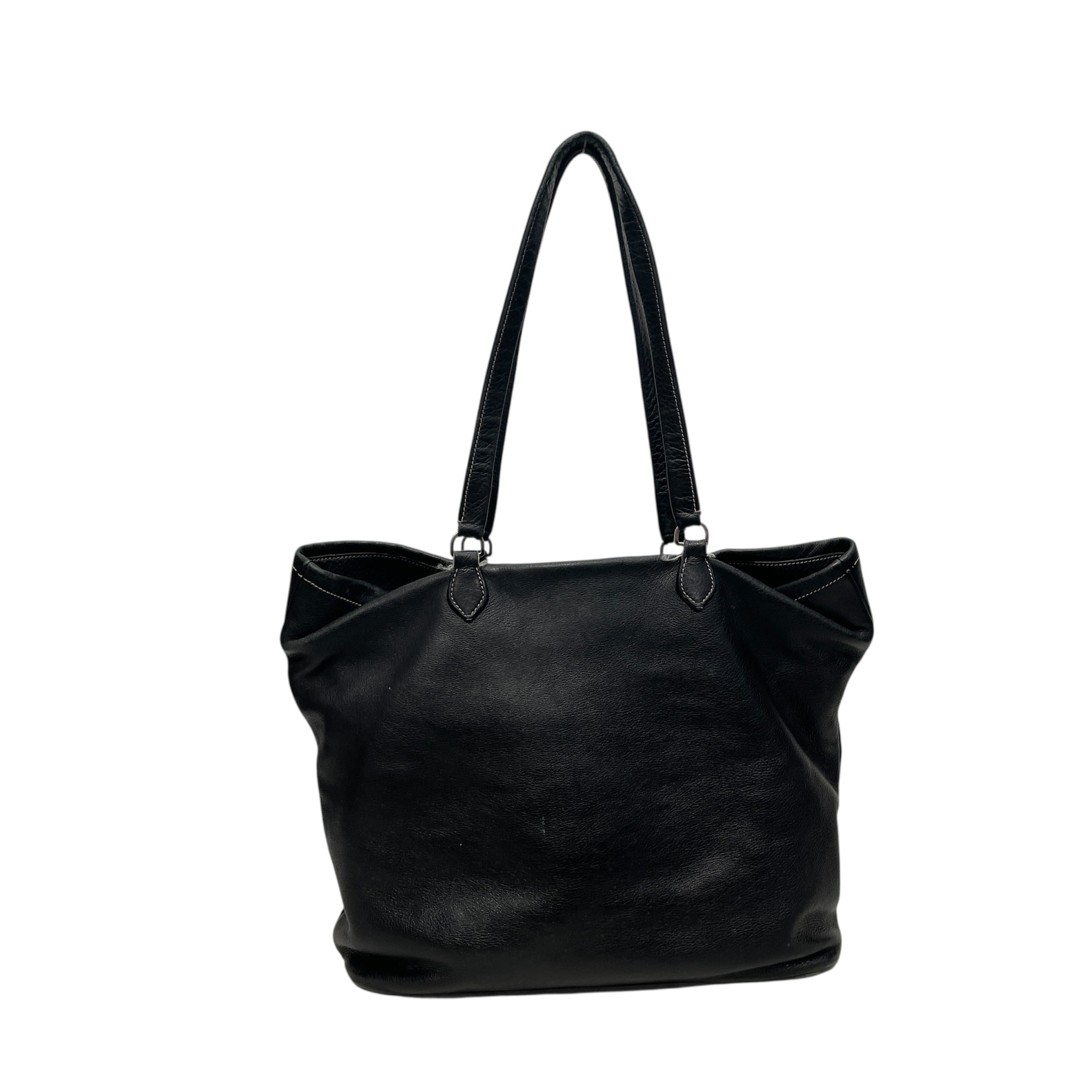PRADA/Tote Bag/Leather/BLK/OUTER LEATHER LOGO view 2