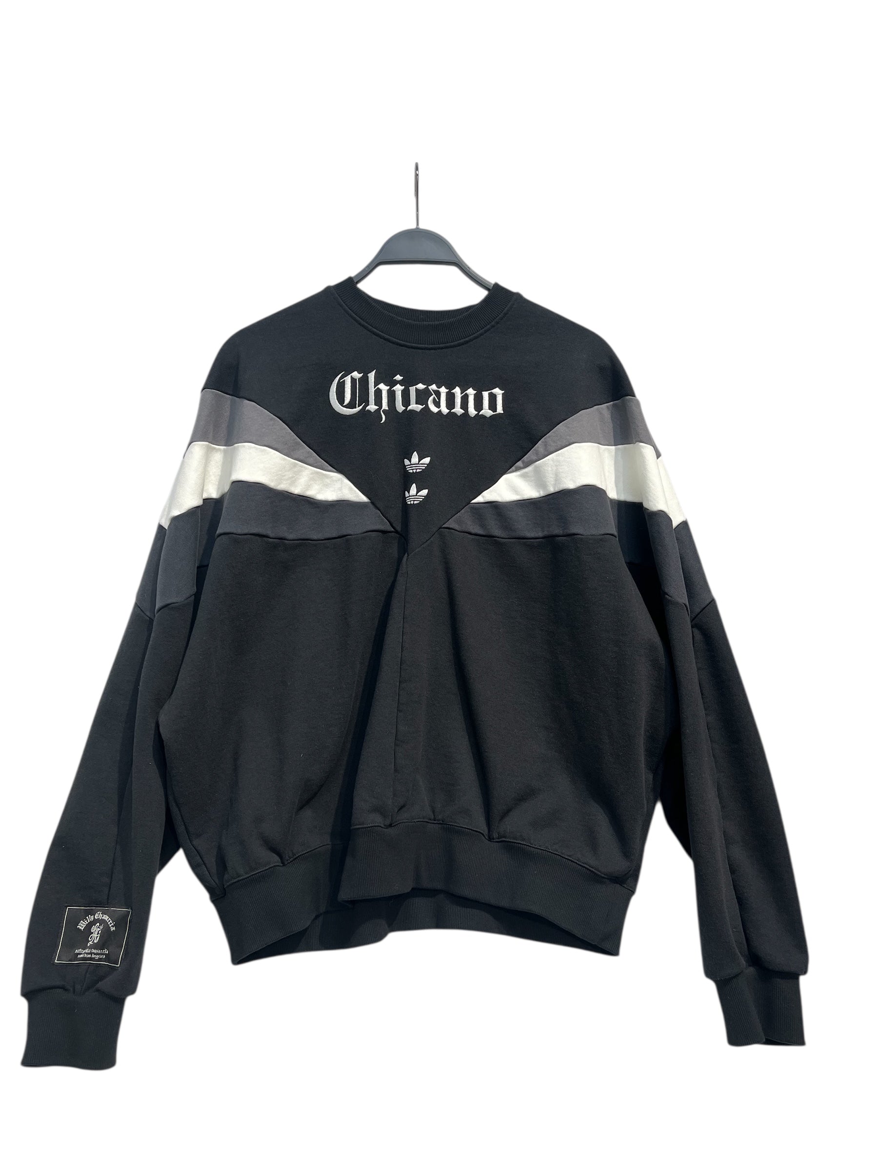 WILLY CHAVARRIA/adidas/Sweatshirt/M/Graphic/Cotton/BLK/chicano trifold flag back view 1