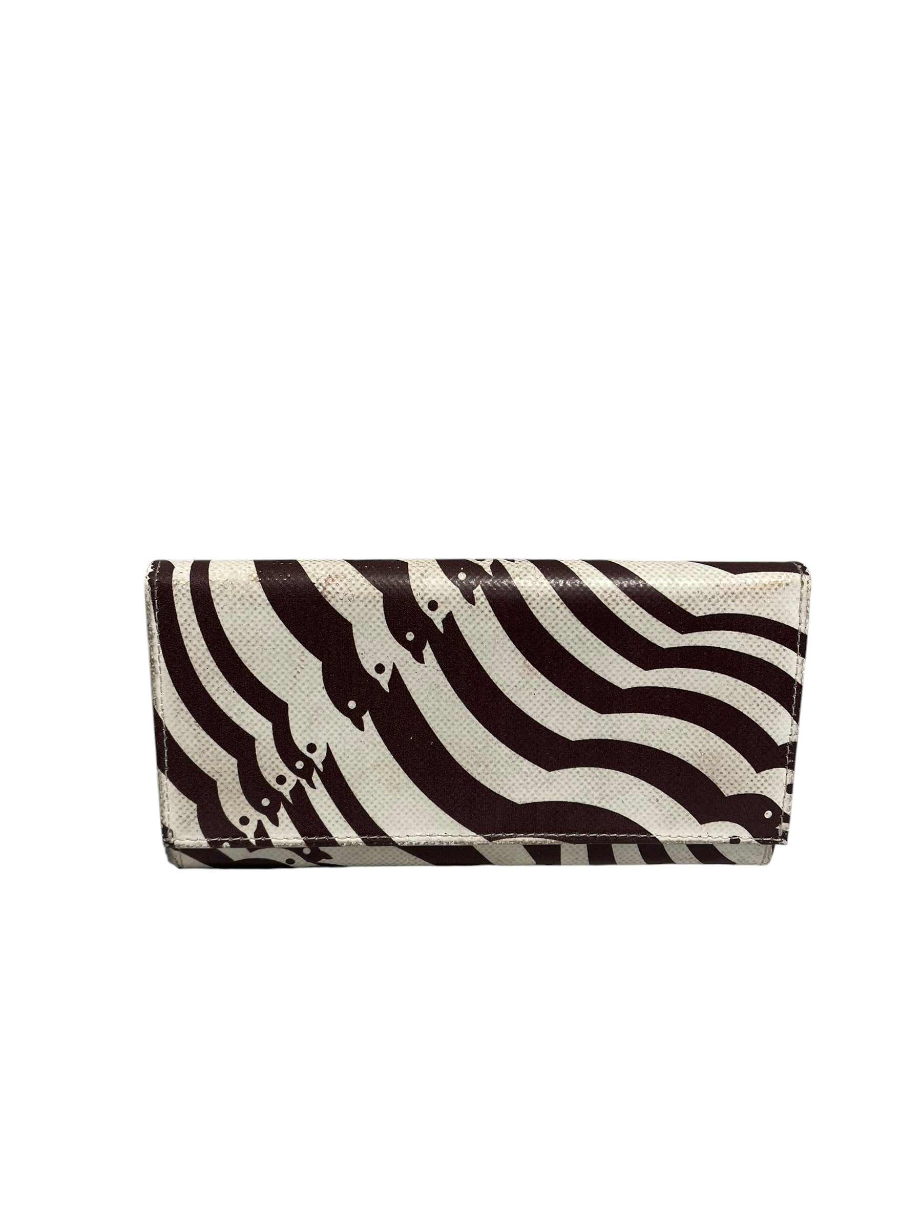 MARNI/Trifold Wallet/All Over Print/Leather/WHT/bird print brown and white view 1