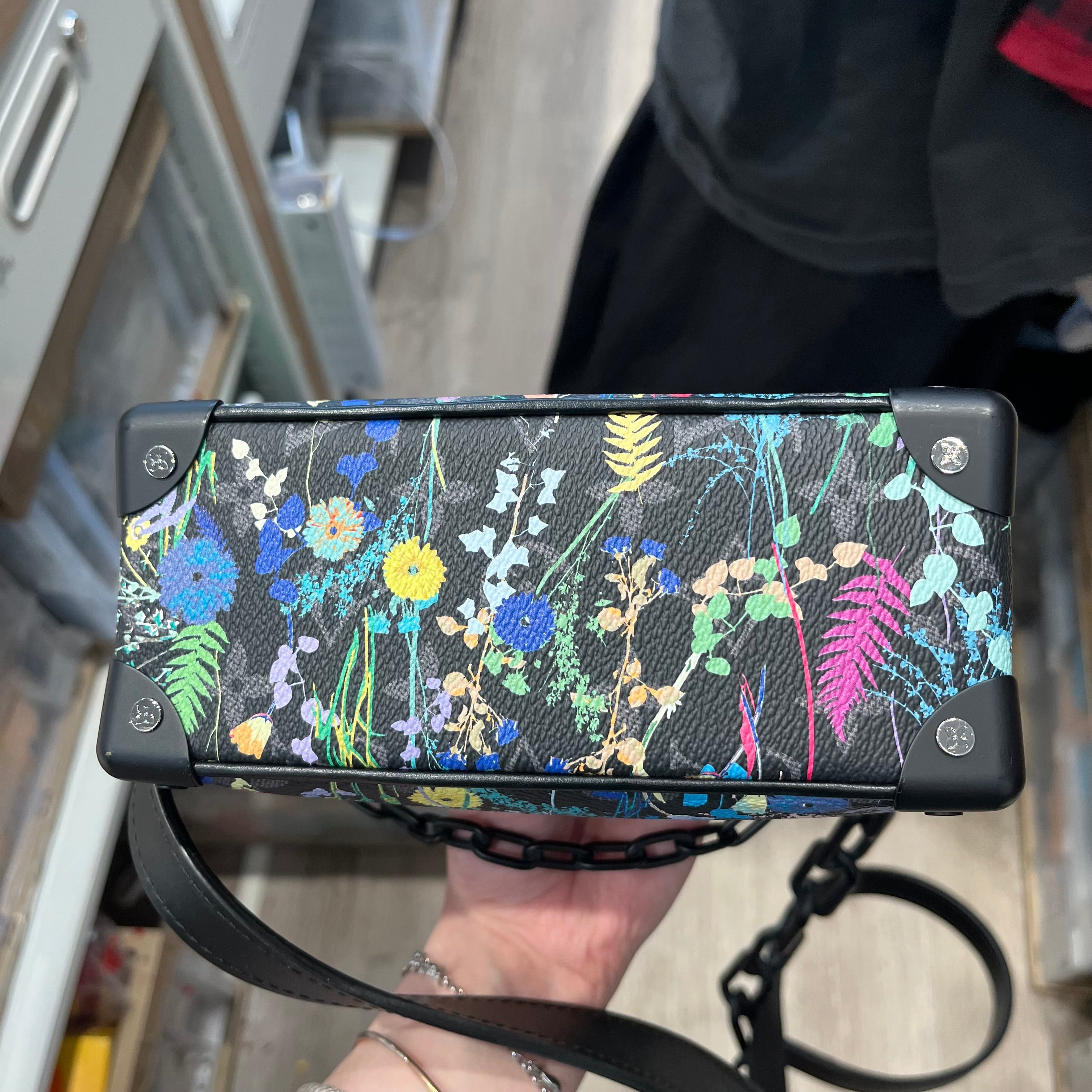 LOUIS VUITTON/Cross Body Bag/Monogram/Leather/BLK/ECLIPSE FLORAL MINI SOFT TRUNK view 3