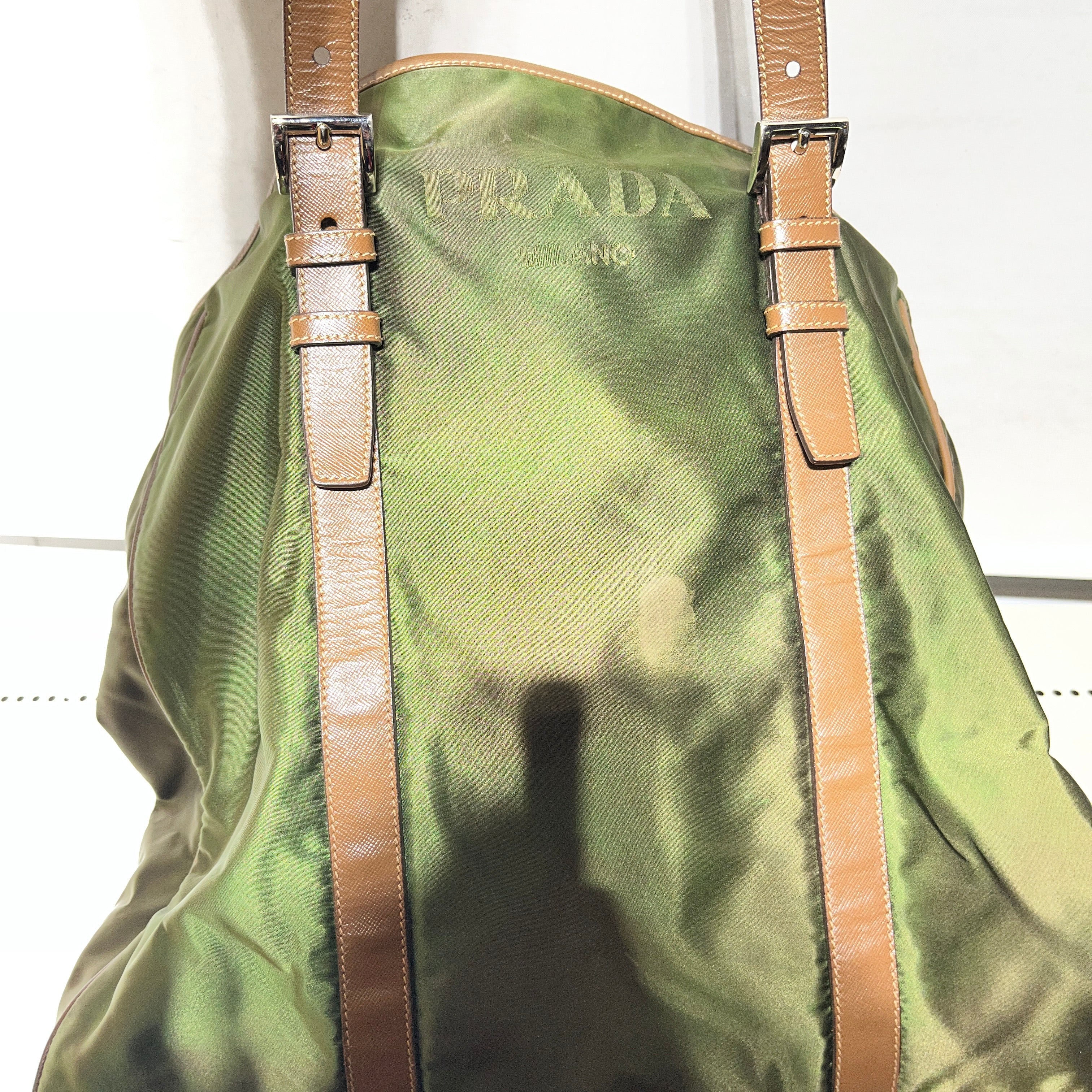 PRADA/Tote Bag/Nylon/GRN/green tote view 7