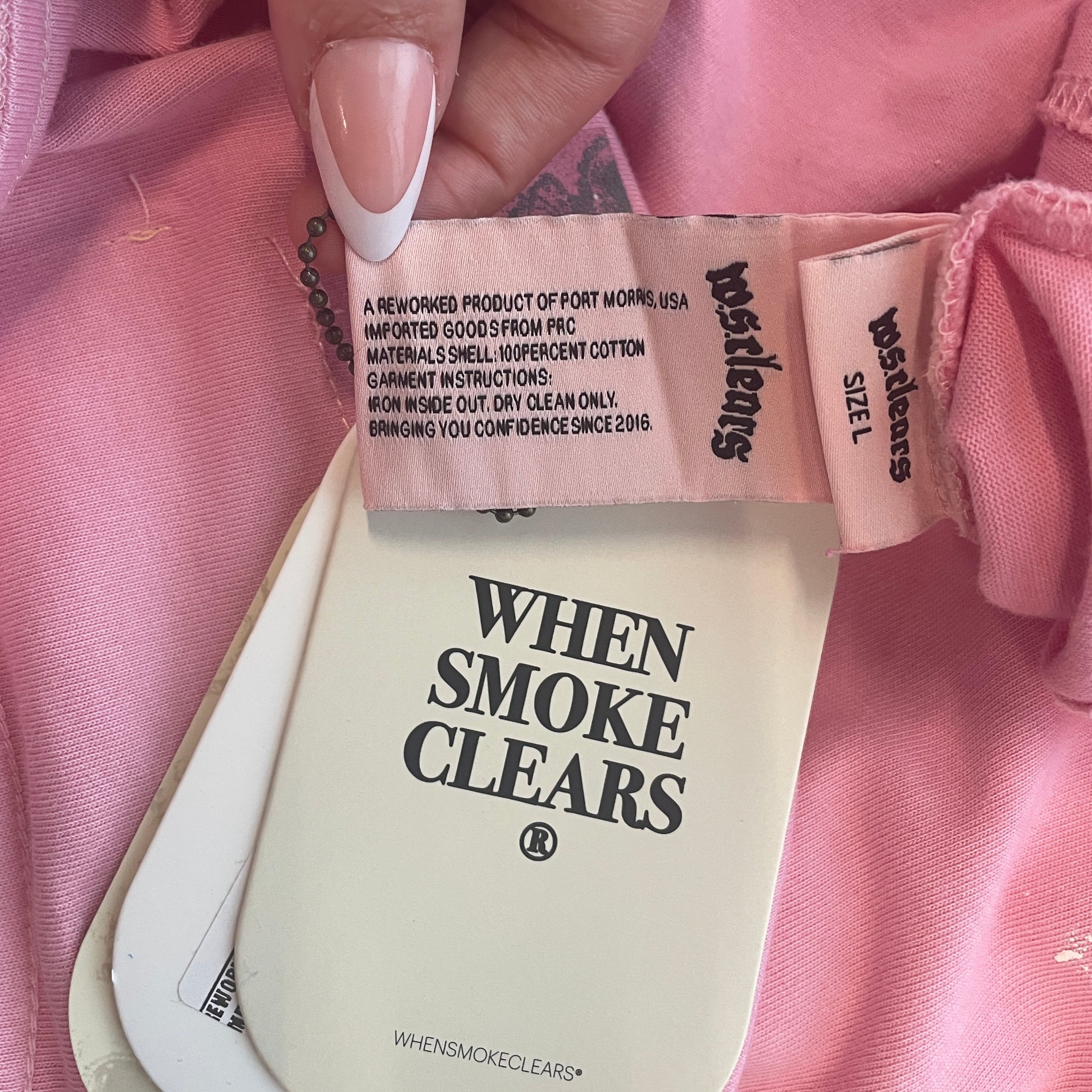 WHEN SMOKE CLEARS/T-Shirt/L/Cotton/PNK/Graphic/PAINTED THRASHED TEE view 4
