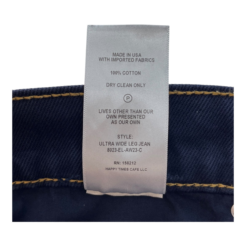 ECKHAUS LATTA/Wide Leg Pants/34/Cotton/NVY/ULTRA WIDE LEG WAXED JEANS