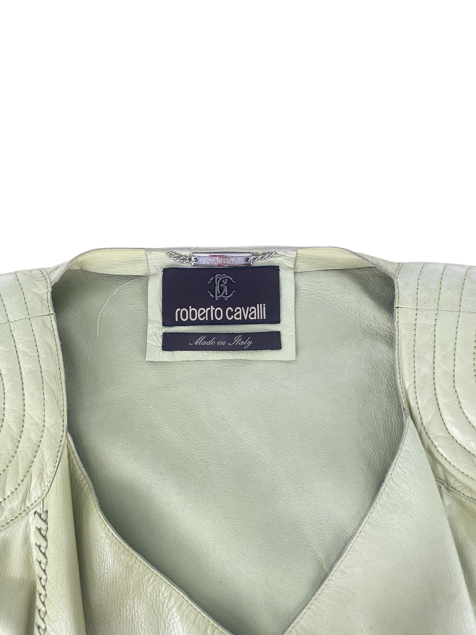 roberto cavalli/Leather Jkt/46/Leather/GRN/BRAIDED MOTO JKT view 4
