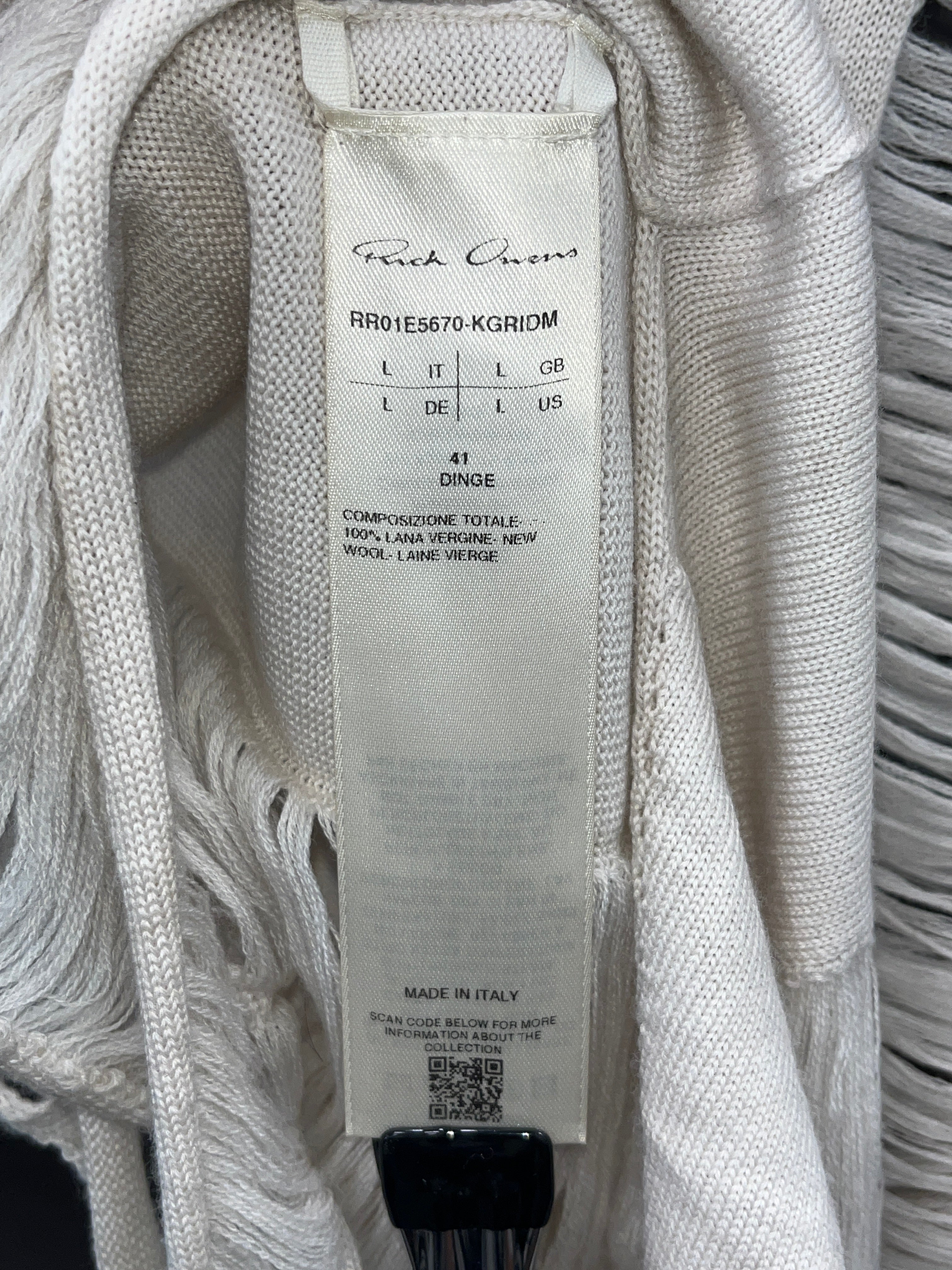 Rick Owens/Camisole/L/Wool/CRM/Knitted distressed top view 3