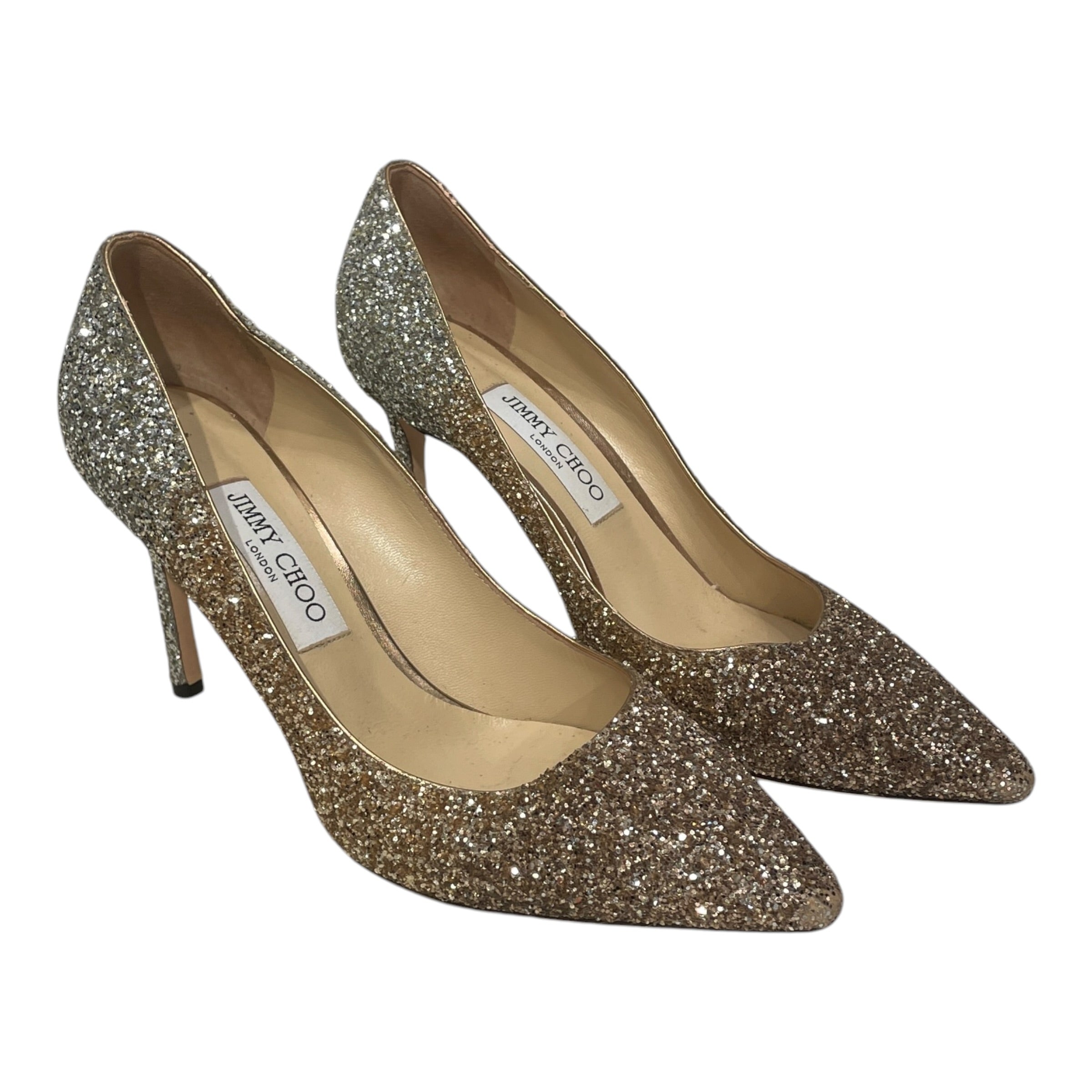 JIMMY CHOO/Heels/EU 39.5/Leather/SLV/2 TONE ALL OVER BEDAZZLE view 1