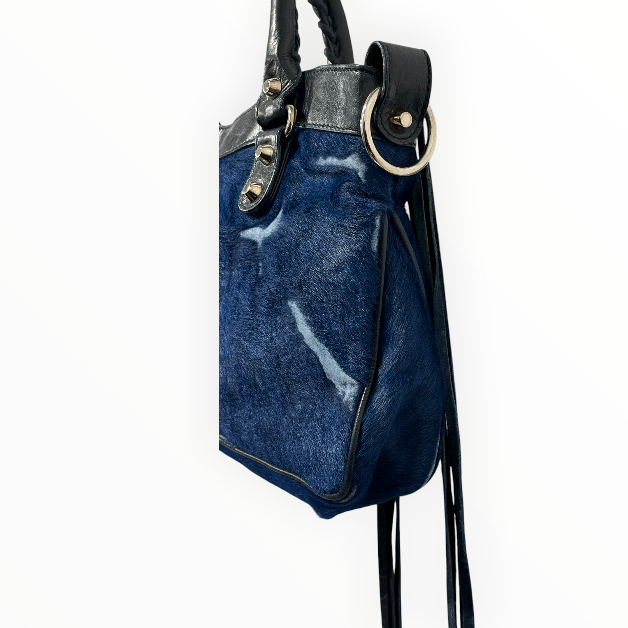 BALENCIAGA/Bag/Fur/BLU/PONY FUR MINI CITY BAG SILVER view 4