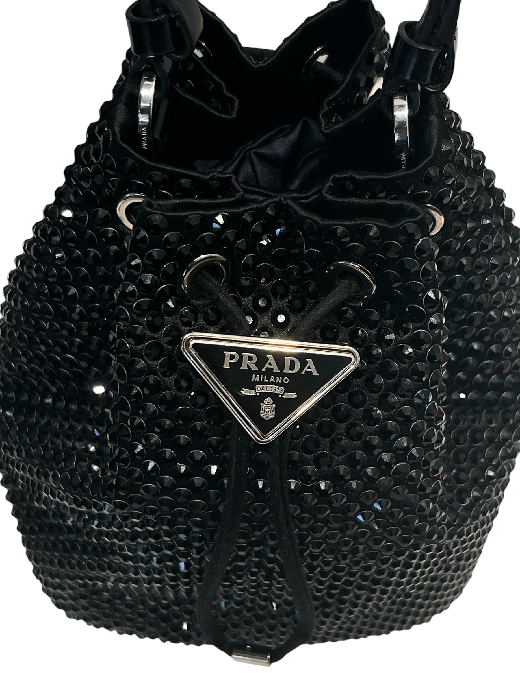 PRADA/Hand Bag/Silk/BLK/BUCKET SATIN CRYSTAL view 7