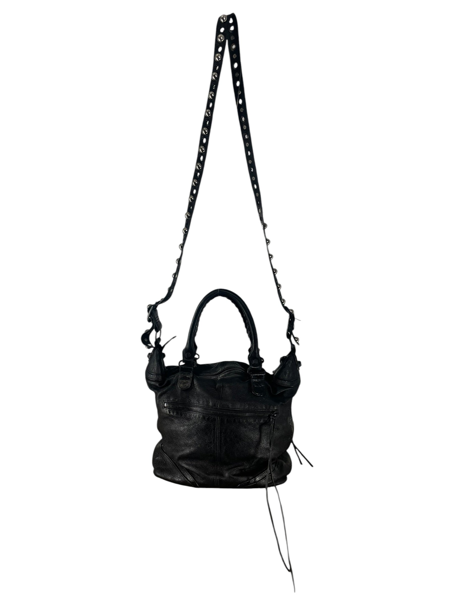 BALENCIAGA/Bag/Leather/BLK/BLK CITY BAG WITH STRAPS view 2
