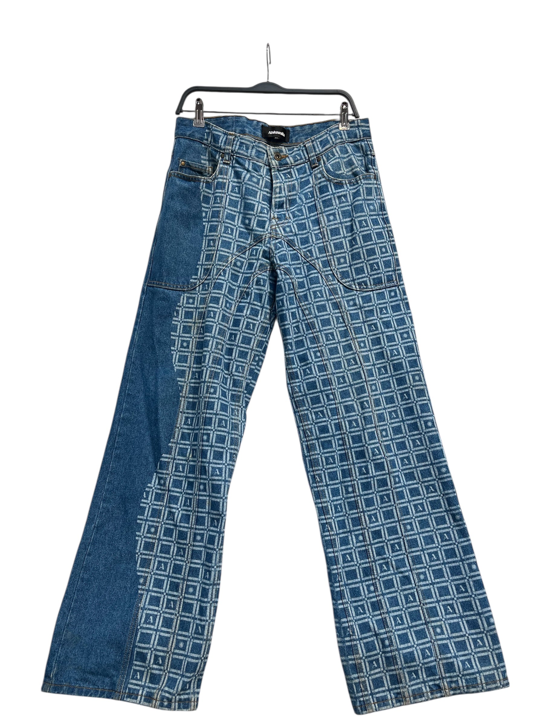 AHLUWALIA /Pants/32/Cotton/BLU/PATCHWORK MONOGRAM PANT view 1