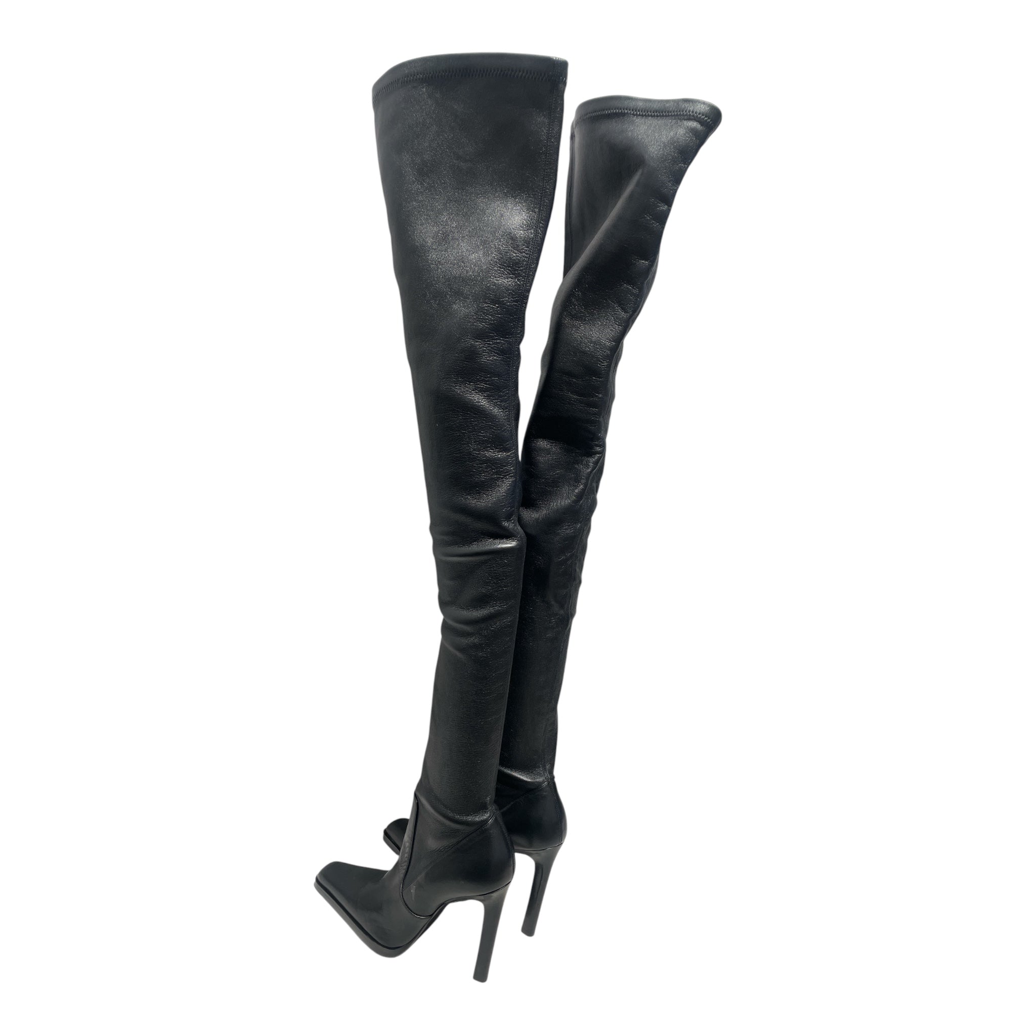 SAINT LAURENT/Long Boots/EU 38/Leather/BLK/Over The Knee Leather Boot view 2