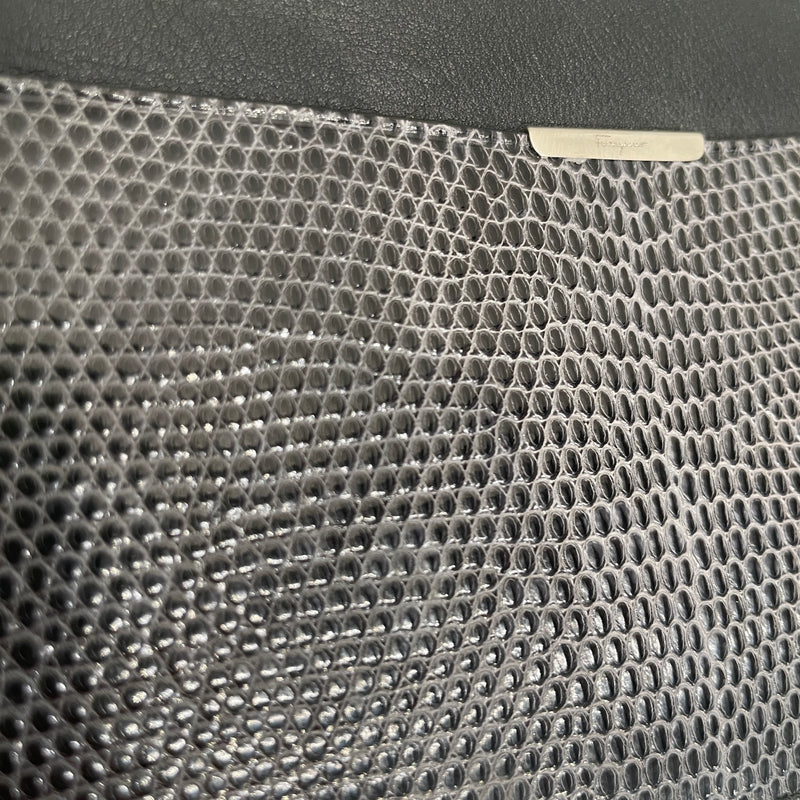 Salvatore Ferragamo/Bifold Wallet/Animal Pattern/Leather/GRY/LIZARD LEATHER