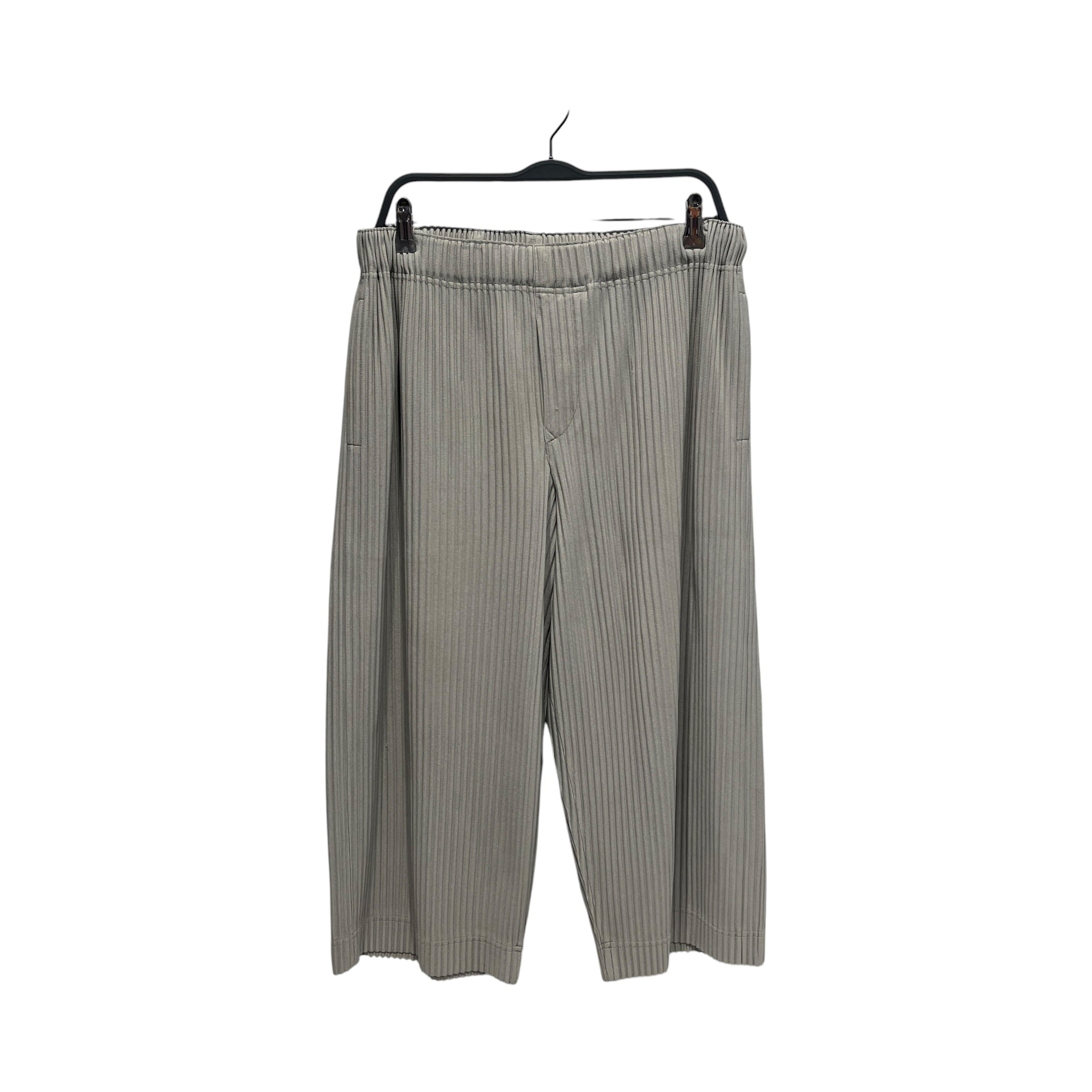 HOMME PLISSE ISSEY MIYAKE/Cropped Pants/3/Polyester/GRN/wide leg view 1