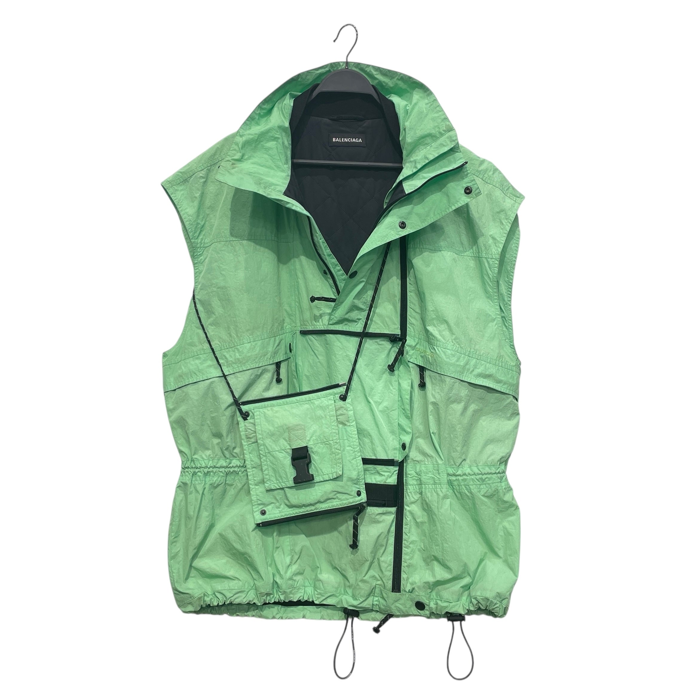 BALENCIAGA/Nylon Vest/48/Nylon/GRN/Utility/NEON GRN DETACHABLE POCKET view 3