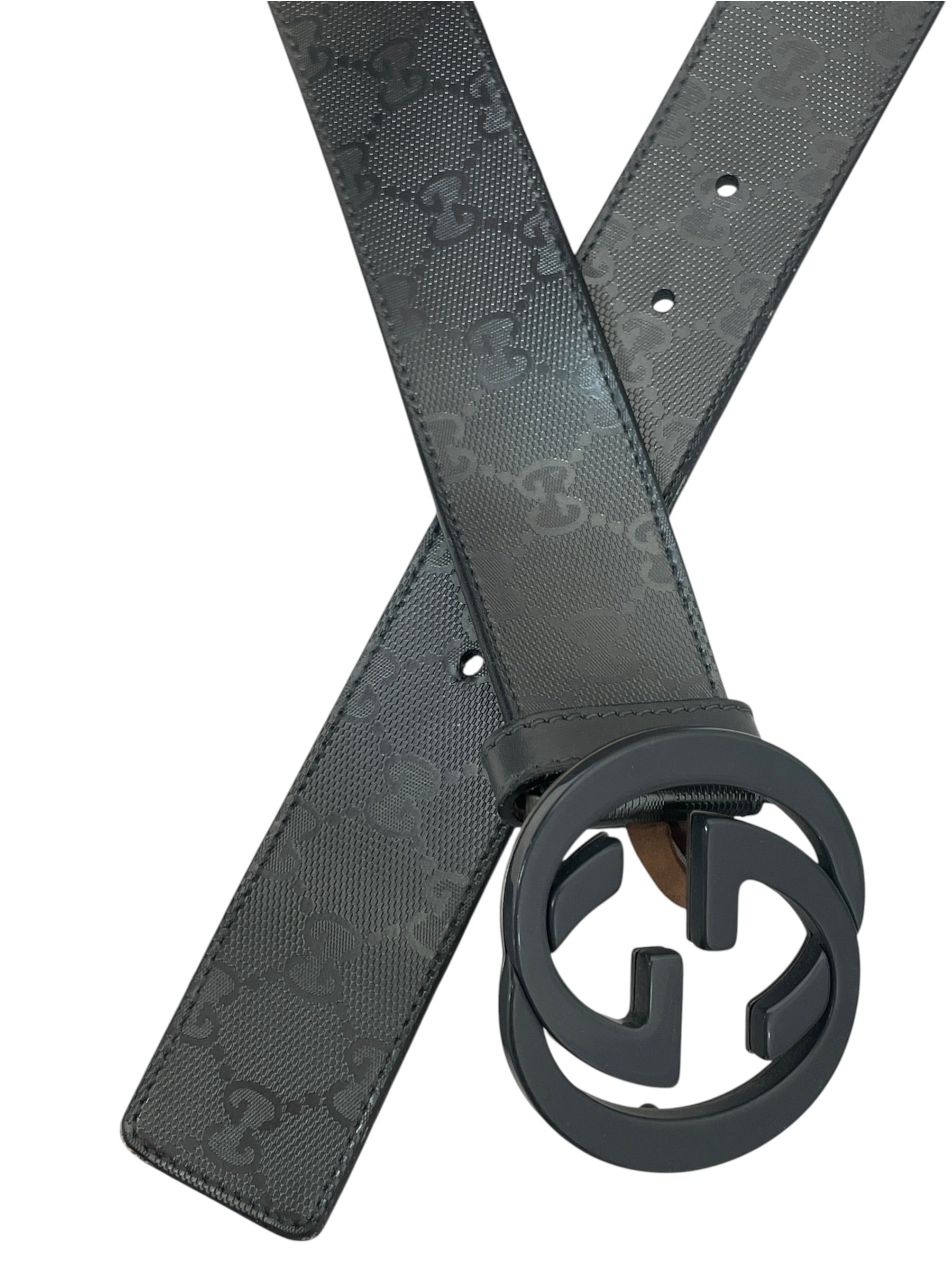 GUCCI/Belt/Monogram/Leather/BLK/M's/GG Imprime Interlocking G view 3