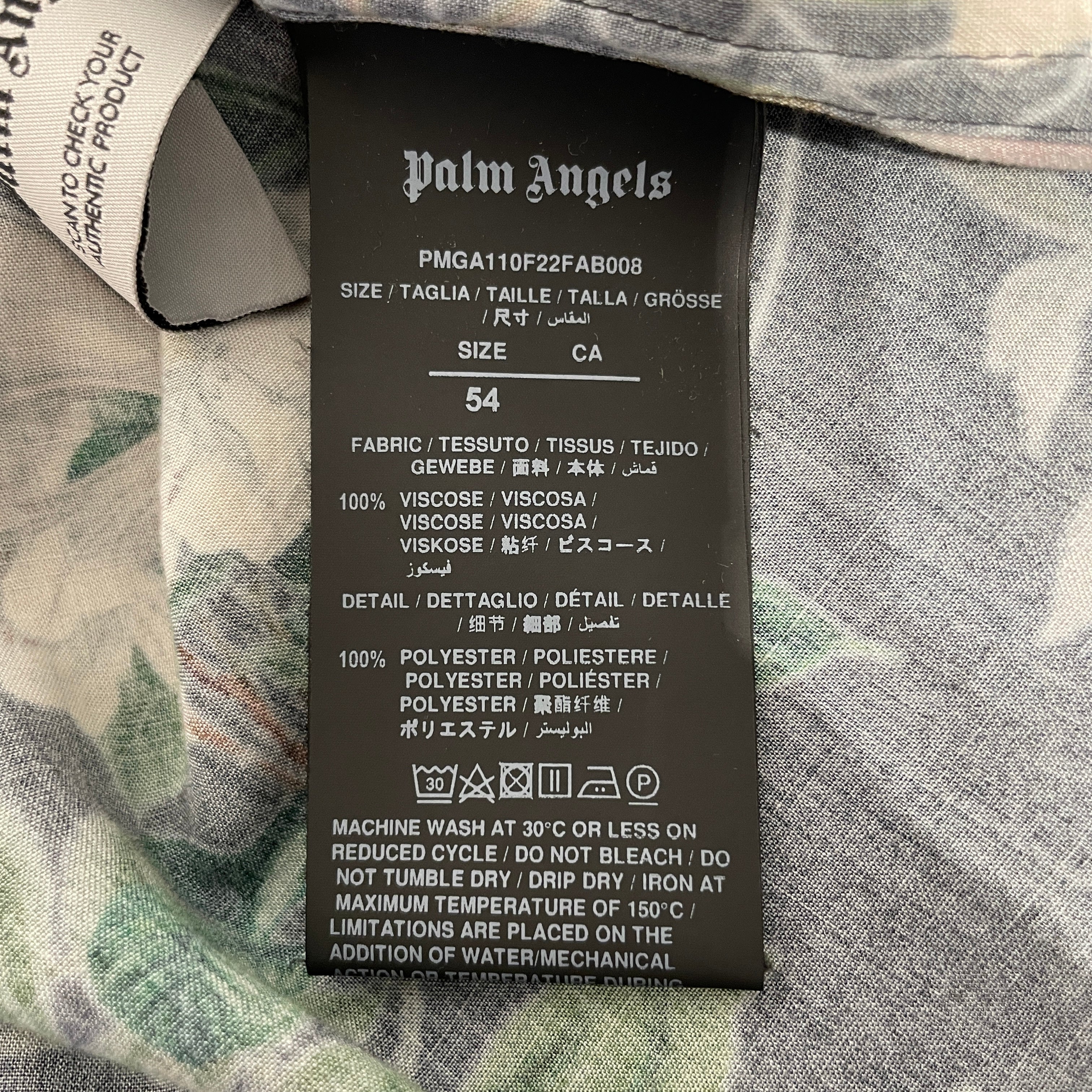 Palm Angels/Hawaiian Shirt/54/Polyester/BLK/Floral Pattern/ view 3