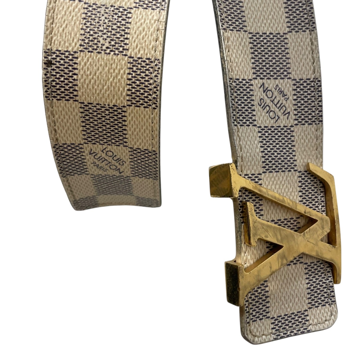 LOUIS VUITTON/Belt/All Over Print/Leather/CRM/M's/damier azur m9609 view 2