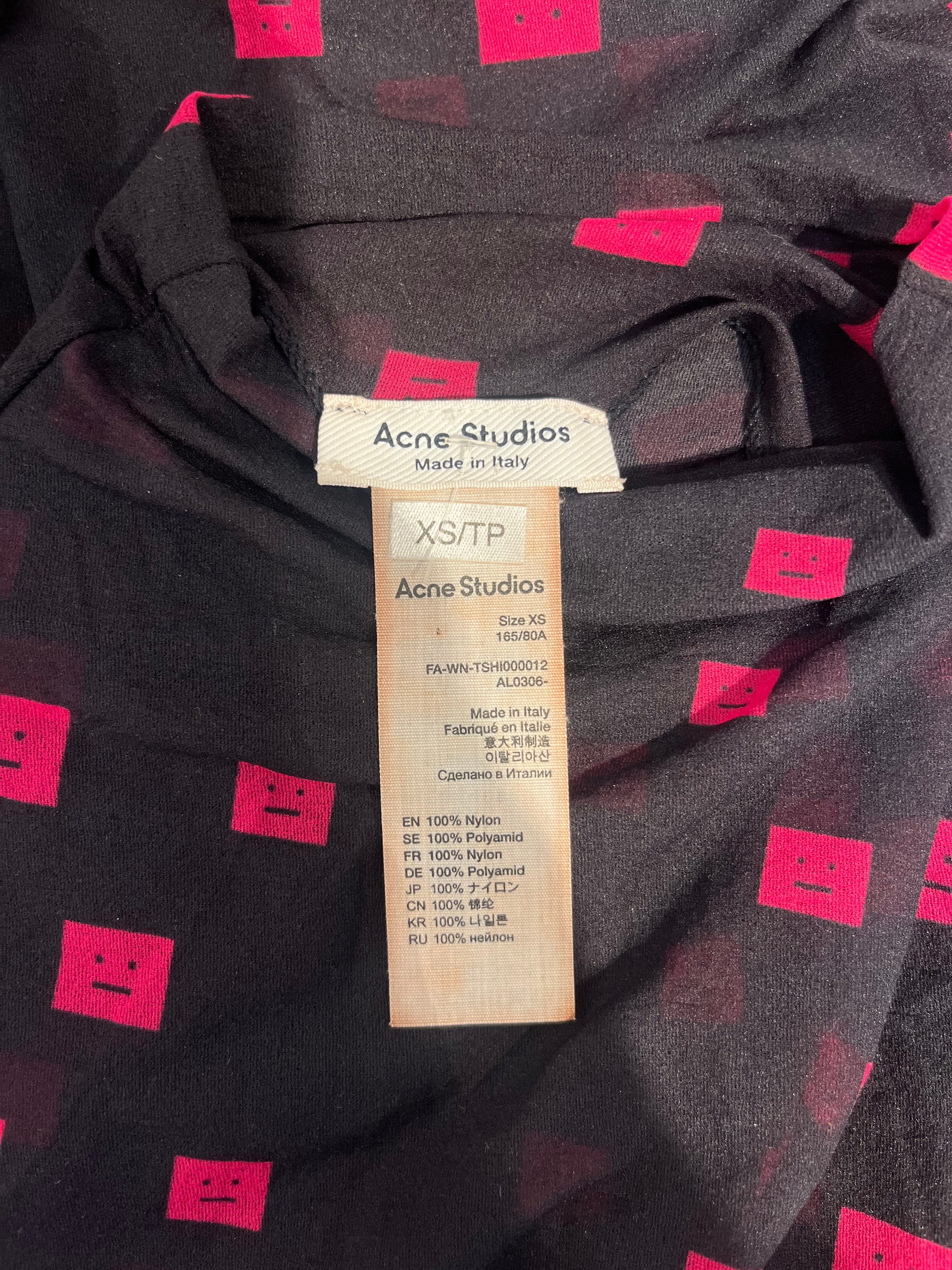 Acne Studios/LS T-Shirt/XS/Monogram/Nylon/BLK/MESH PINK ROBOT PATTERN view 3