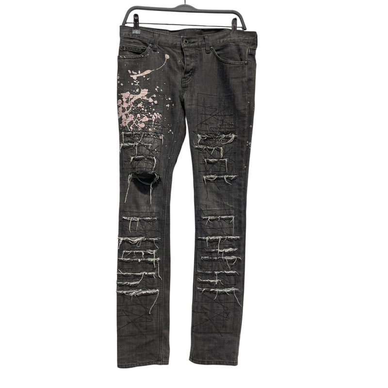 HYSTERIC GLAMOUR/Skinny Pants/M/Denim/BLK/Distressed/Graphic/