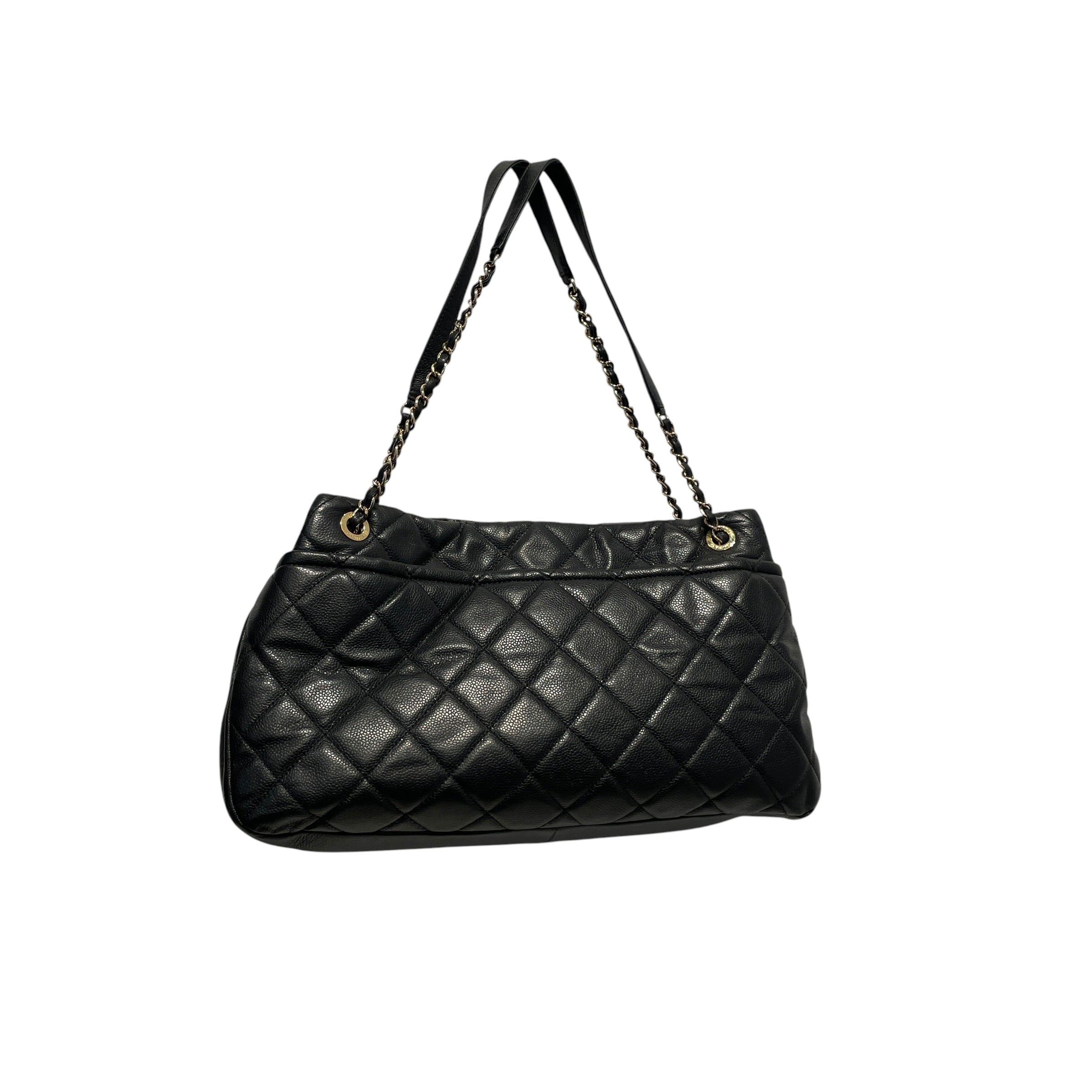 CHANEL/Tote Bag/Leather/BLK/CC/QUILTED/JUMBO view 2