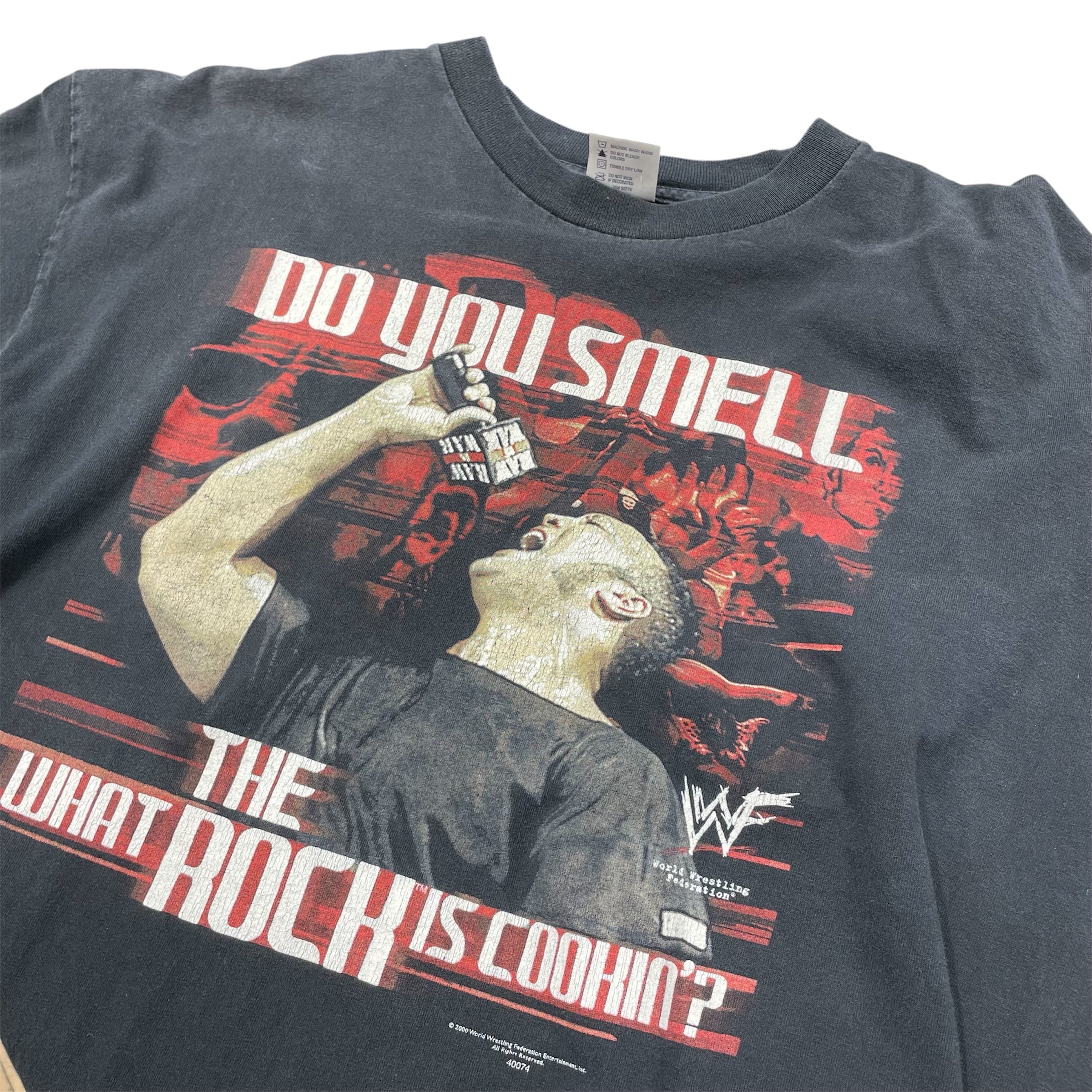 Vintage/T-Shirt/XL/Cotton/BLK/Graphic/DO YOU SMELL WHAT THE ROCK IS view 3