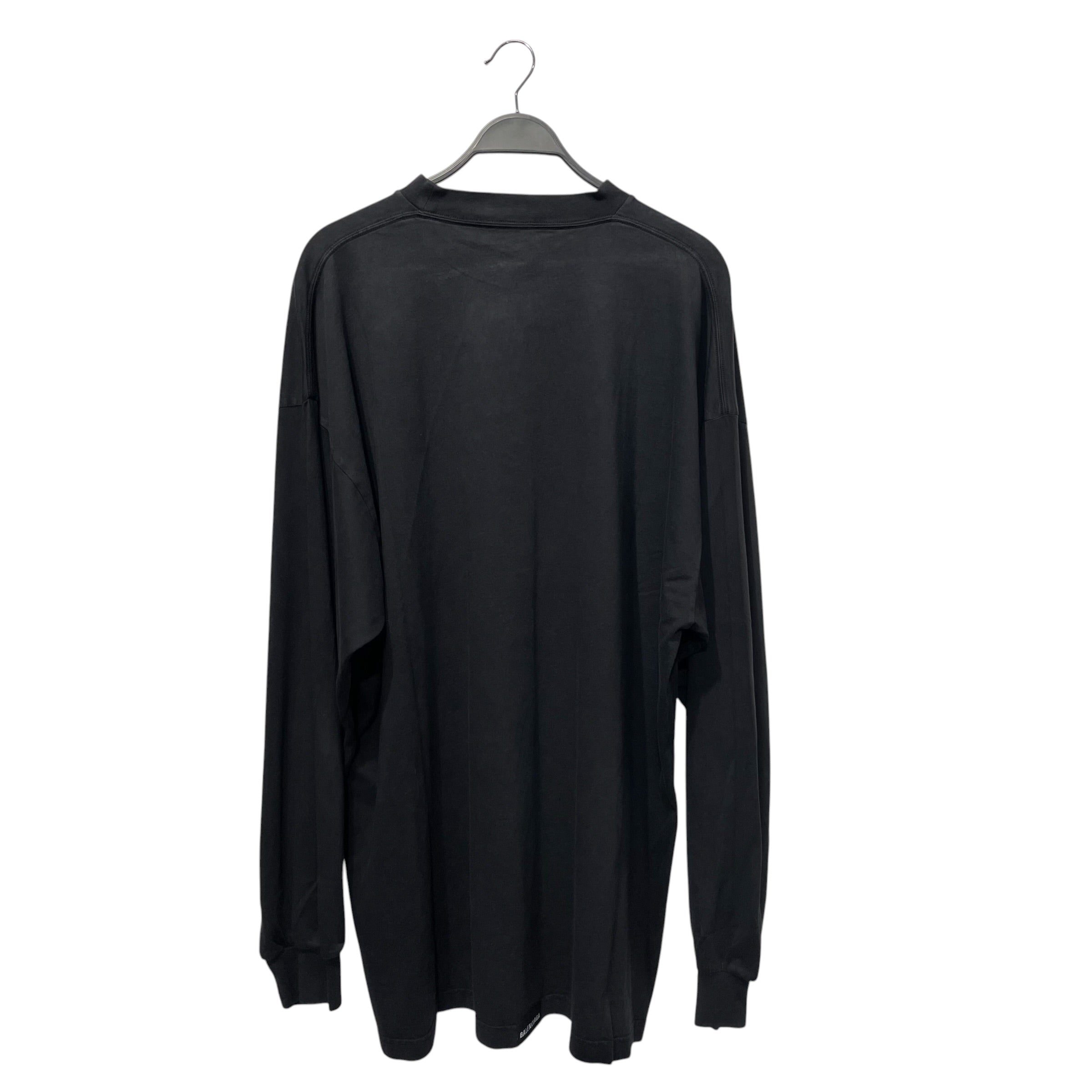 BALENCIAGA/LS T-Shirt/4/Cotton/BLK/blank logo on bottom back view 1
