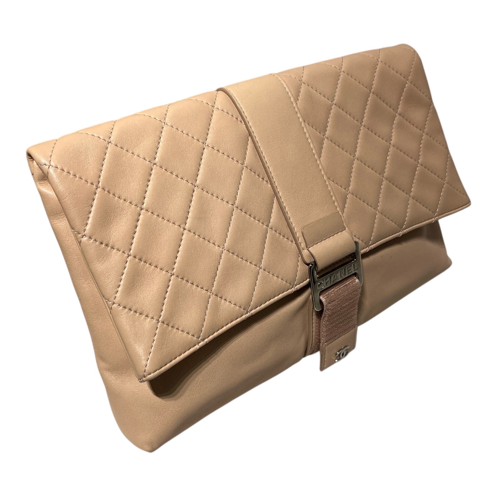 CHANEL/Clutch Bag/Leather/PNK/quilted grip clutch view 3