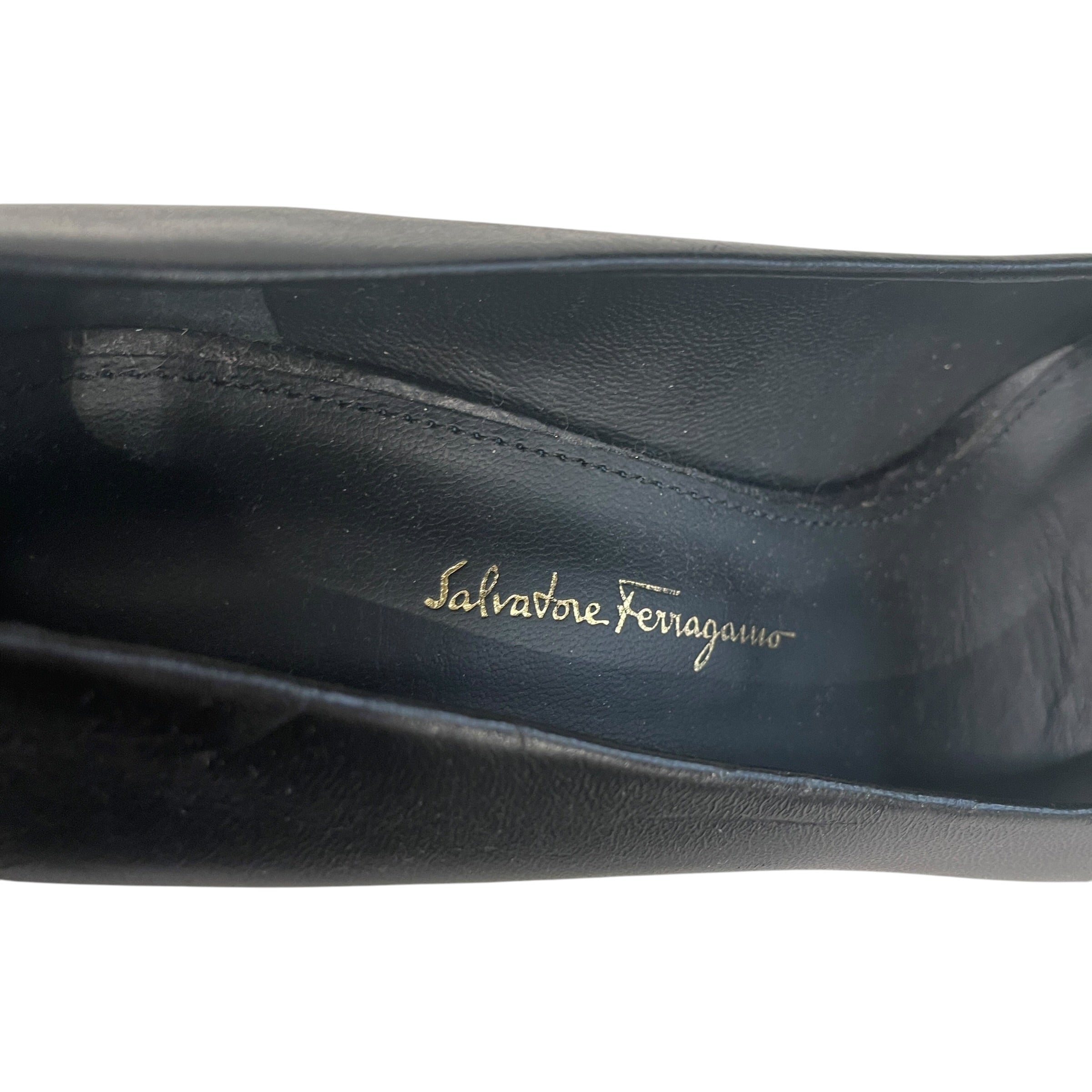 Salvatore Ferragamo/Heels/US 7/Leather/BLK/GIANCINI TAB ON HEEL view 4