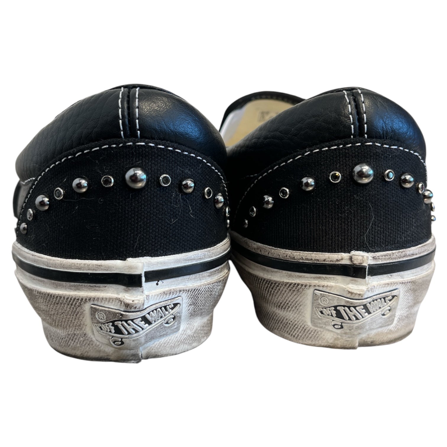 VANS/Low-Sneakers/US 8.5/BLK/black slip ons pearlized view 3