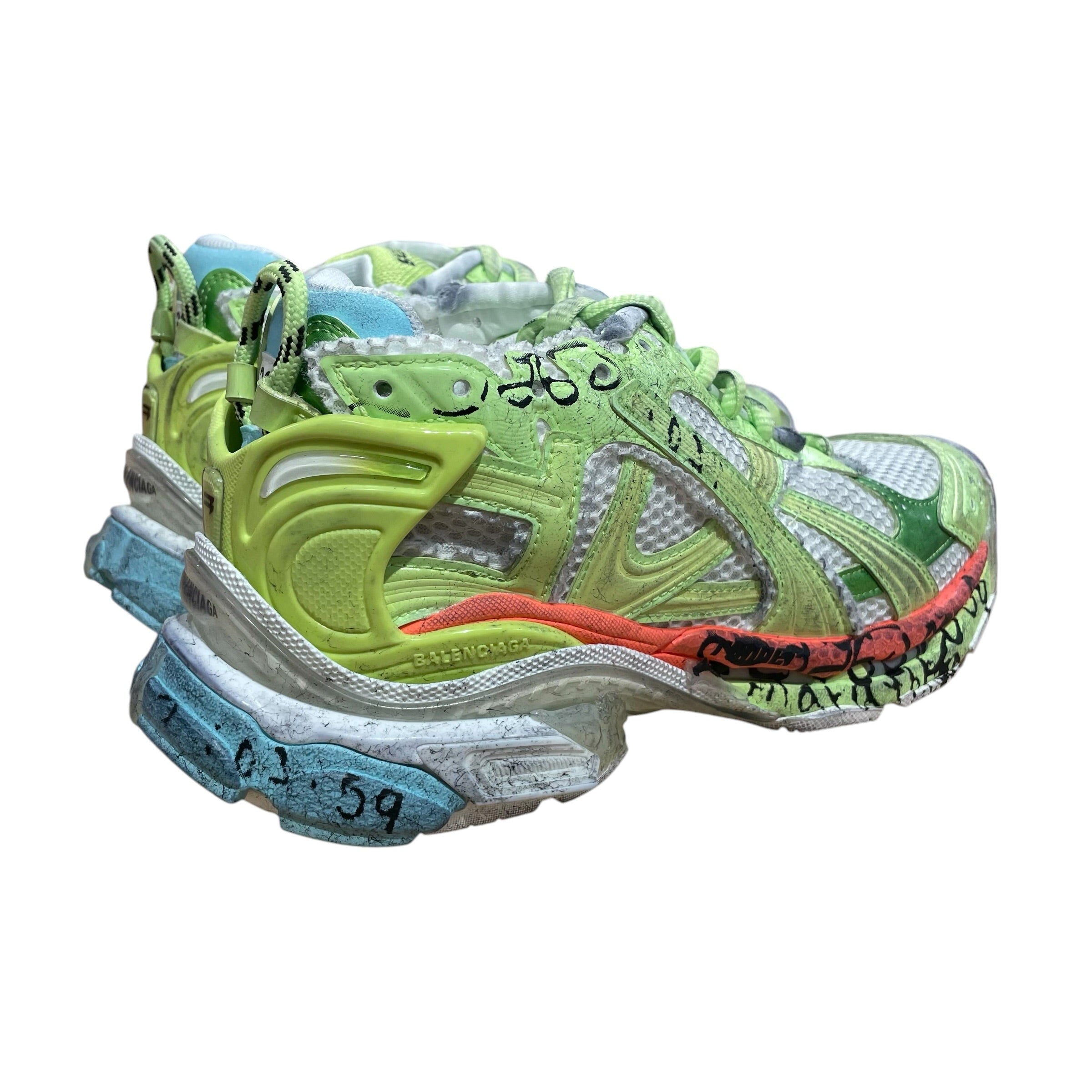 BALENCIAGA/Low-Sneakers/EU 39/GRN/RUNNER GRAFFITI WHT/ORN view 2