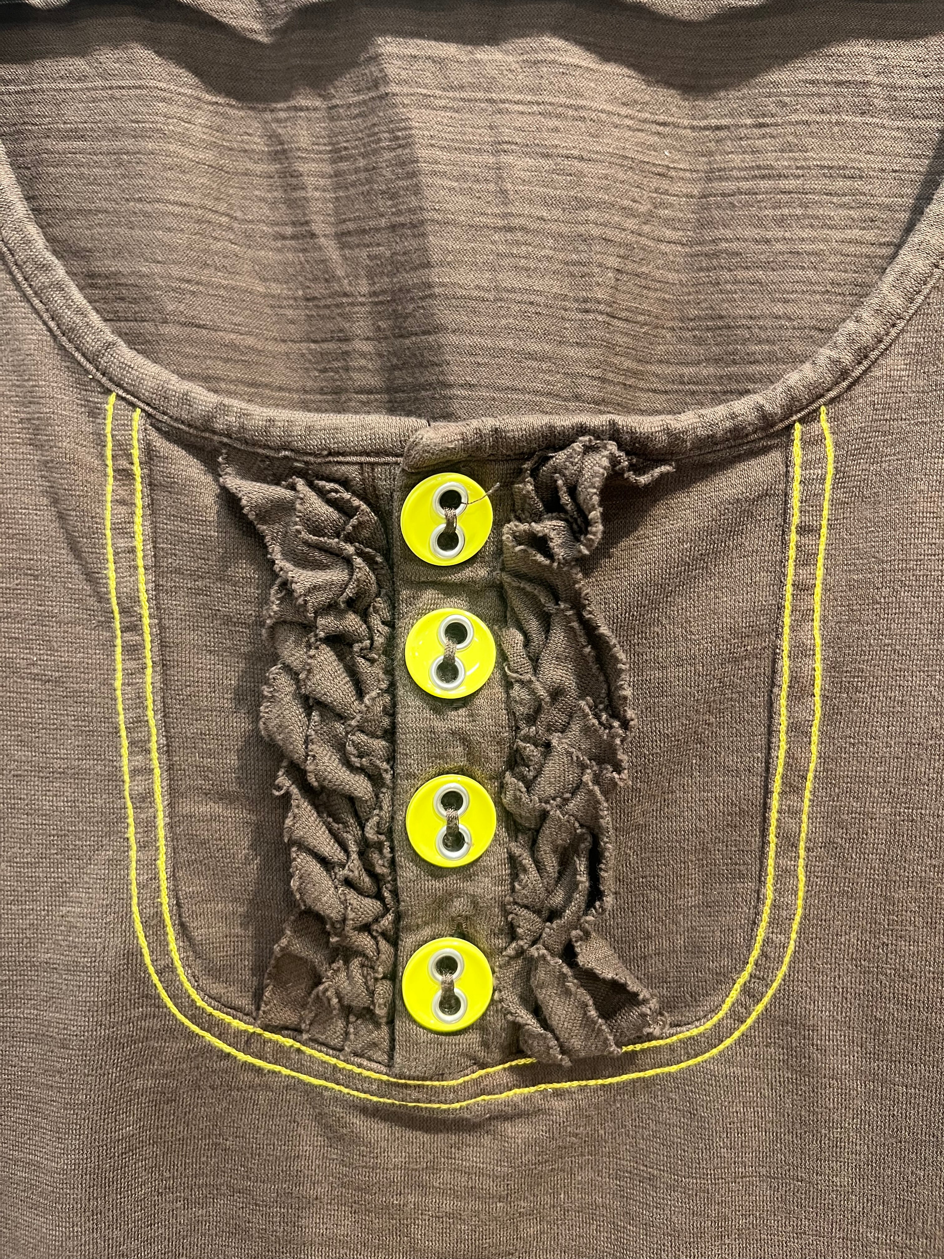 DSQUARED2/Blouse/M/Cotton/BRW/4 YELLOW BUTTONS CAP SLEEVE view 5