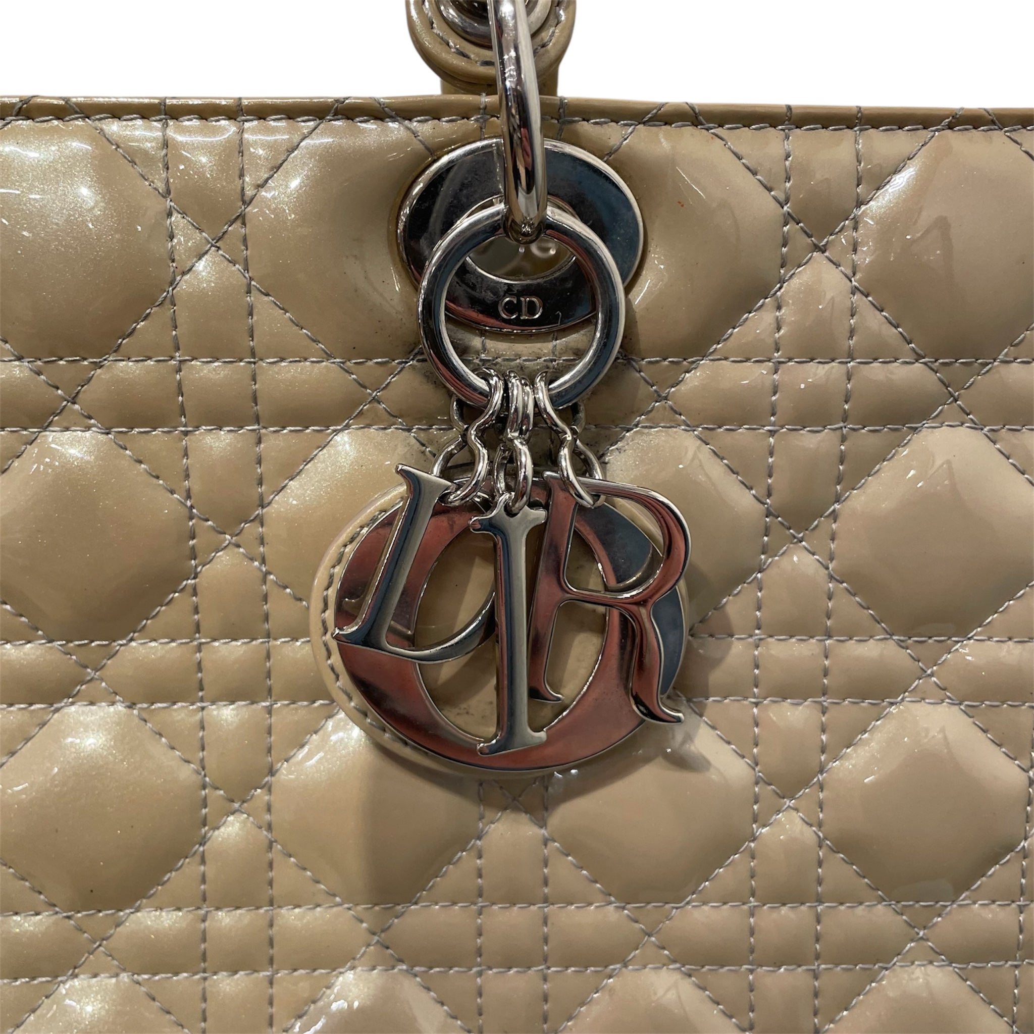 Christian Dior/Bag/Leather/BEG/PATENT LEATHER LADY DIOR view 7