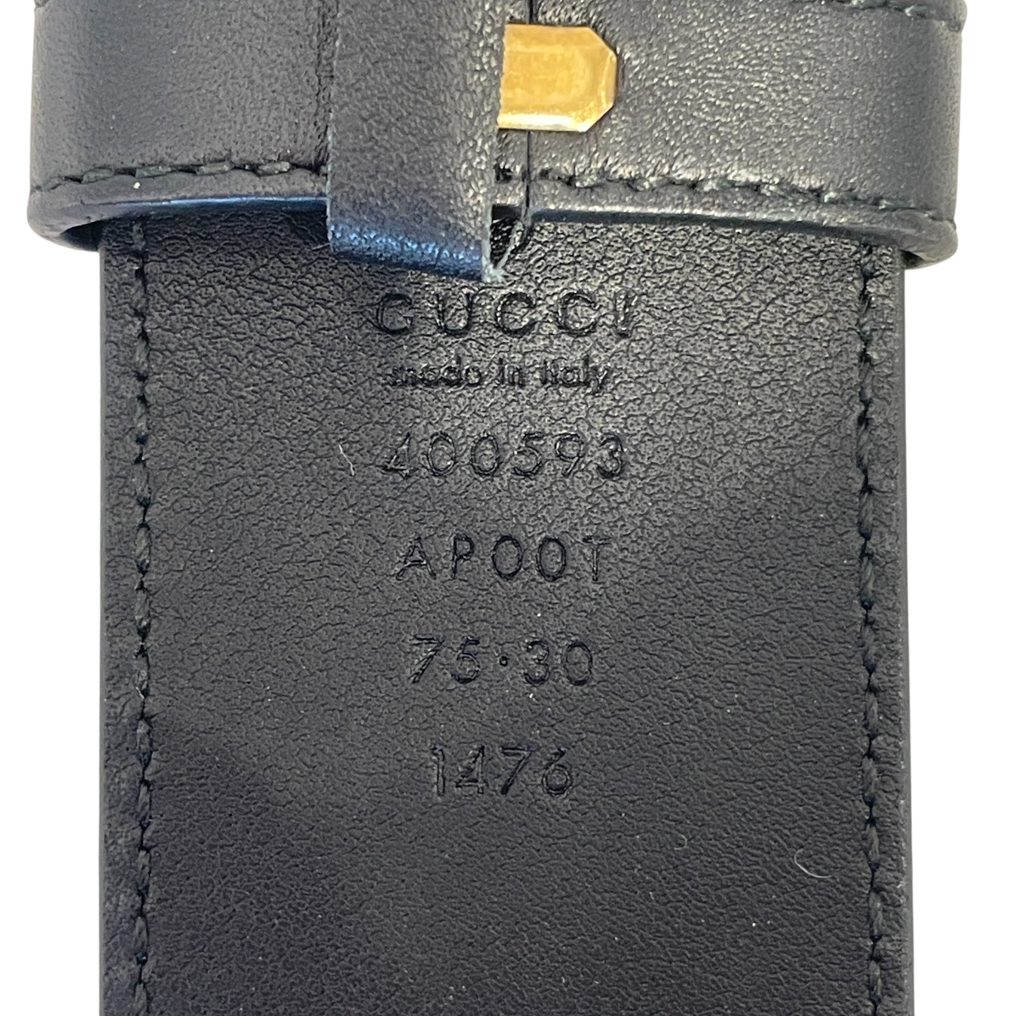 GUCCI/Belt/Leather/BLK/GOLD DOUBLE G view 3