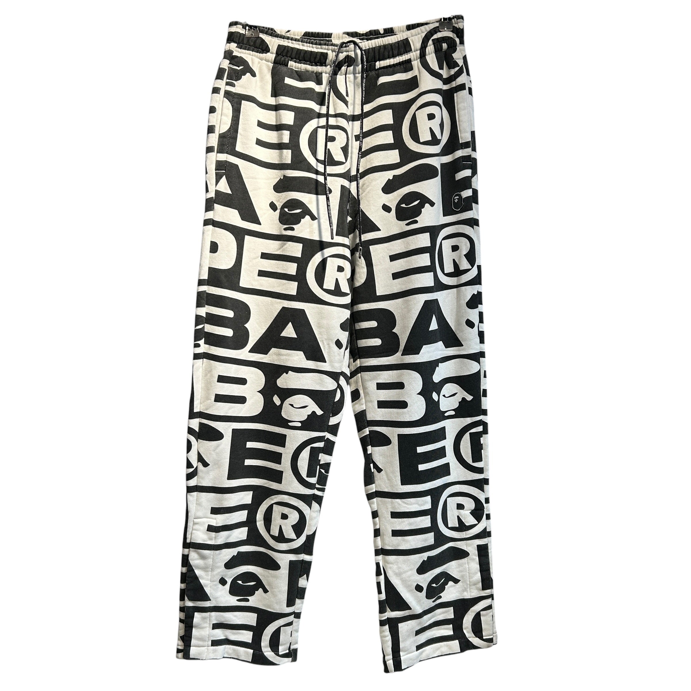 A BATHING APE/Bootcut Pants/M/Cotton/WHT/All Over Print/Patterned Oversized Sweatpants view 3