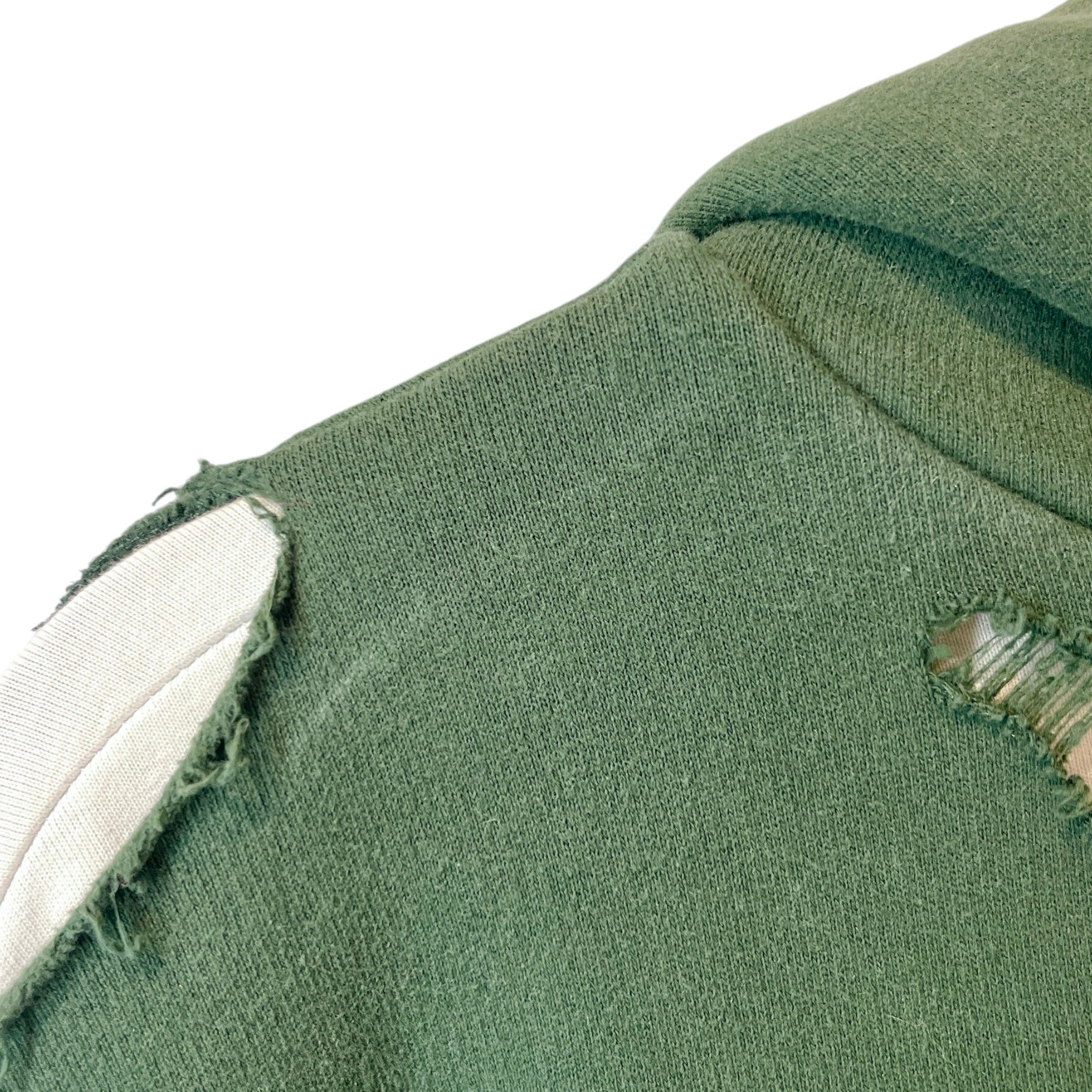 BALENCIAGA/Hoodie/S/Cotton/GRN/Distressed/DISTRESSED WITH WHITE LINING view 5