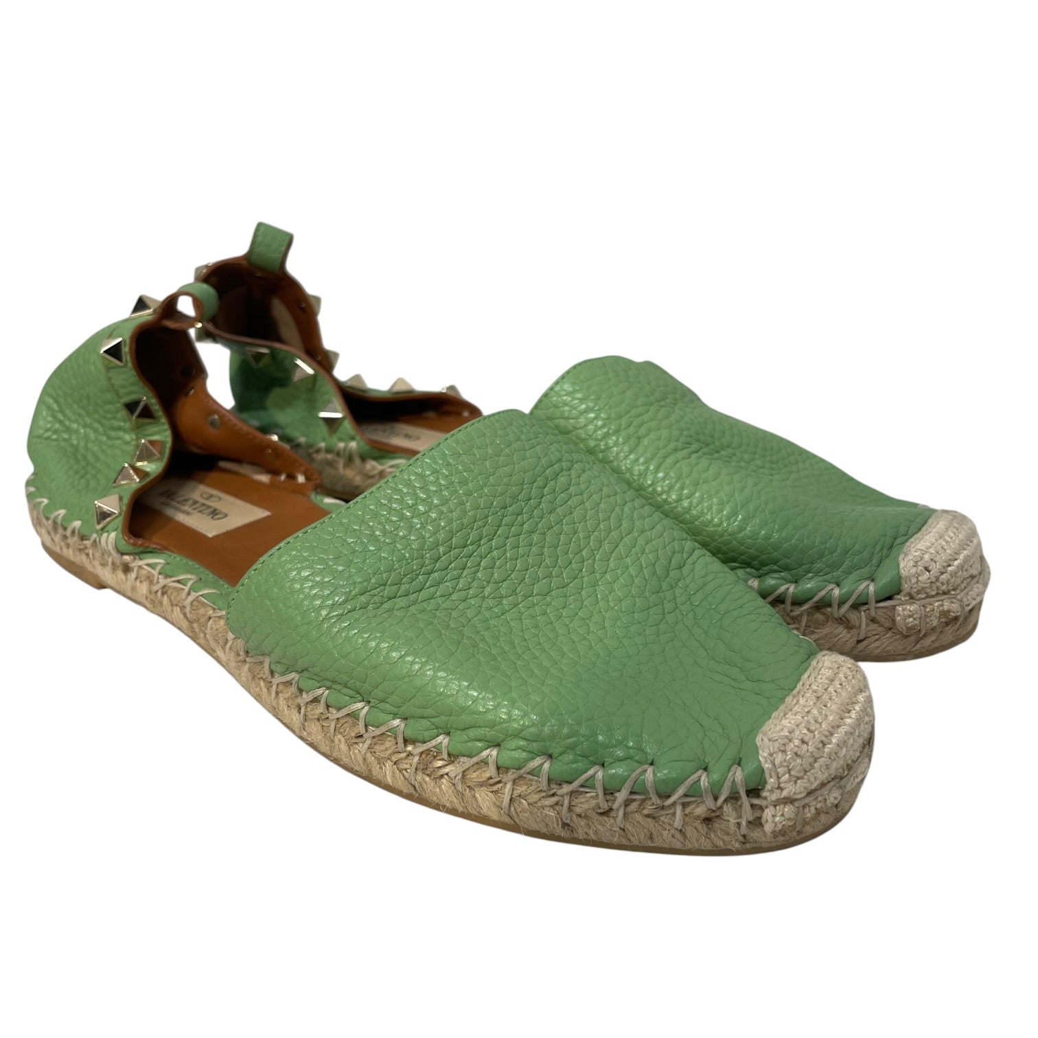 VALENTINO GARAVANI/Sandals/EU 37/Leather/GRN/rockstud close toe view 1