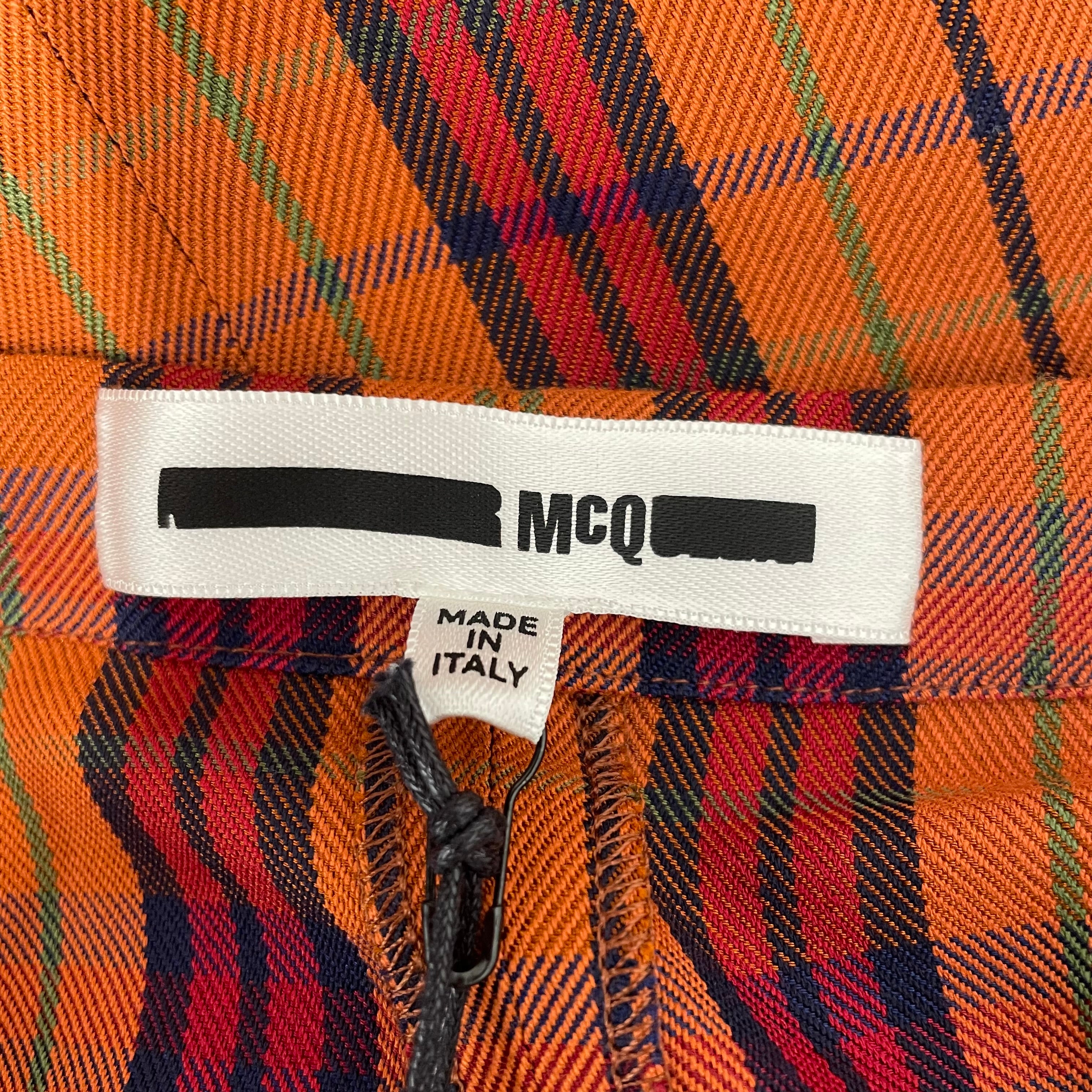 Alexander McQueen/Long Skirt/46/Plaid/Cotton/ORN/Maxi Length/velvet drawstring view 3
