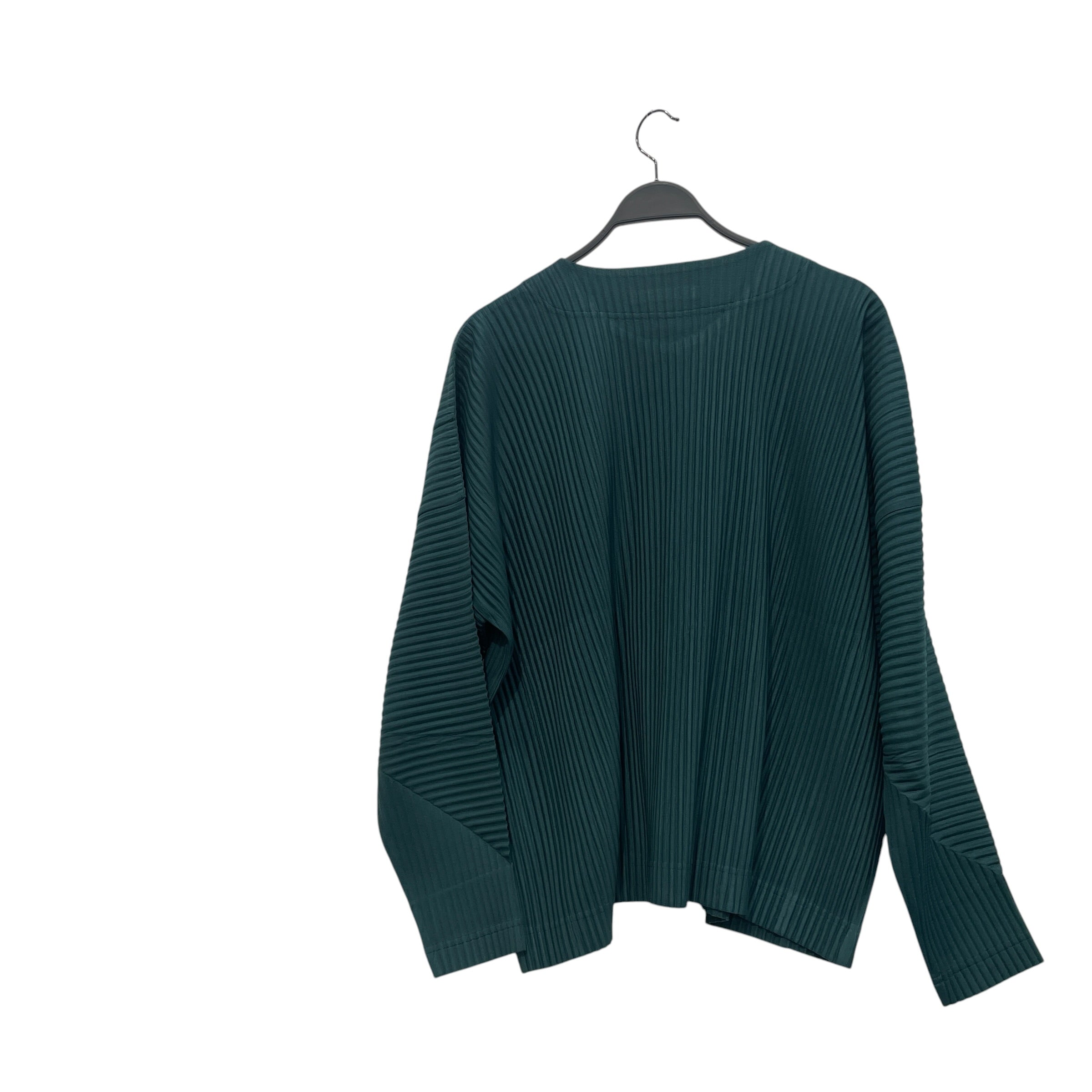 HOMME PLISSE ISSEY MIYAKE/LS Shirt/Polyester/GRN/pleated snap button cover view 2
