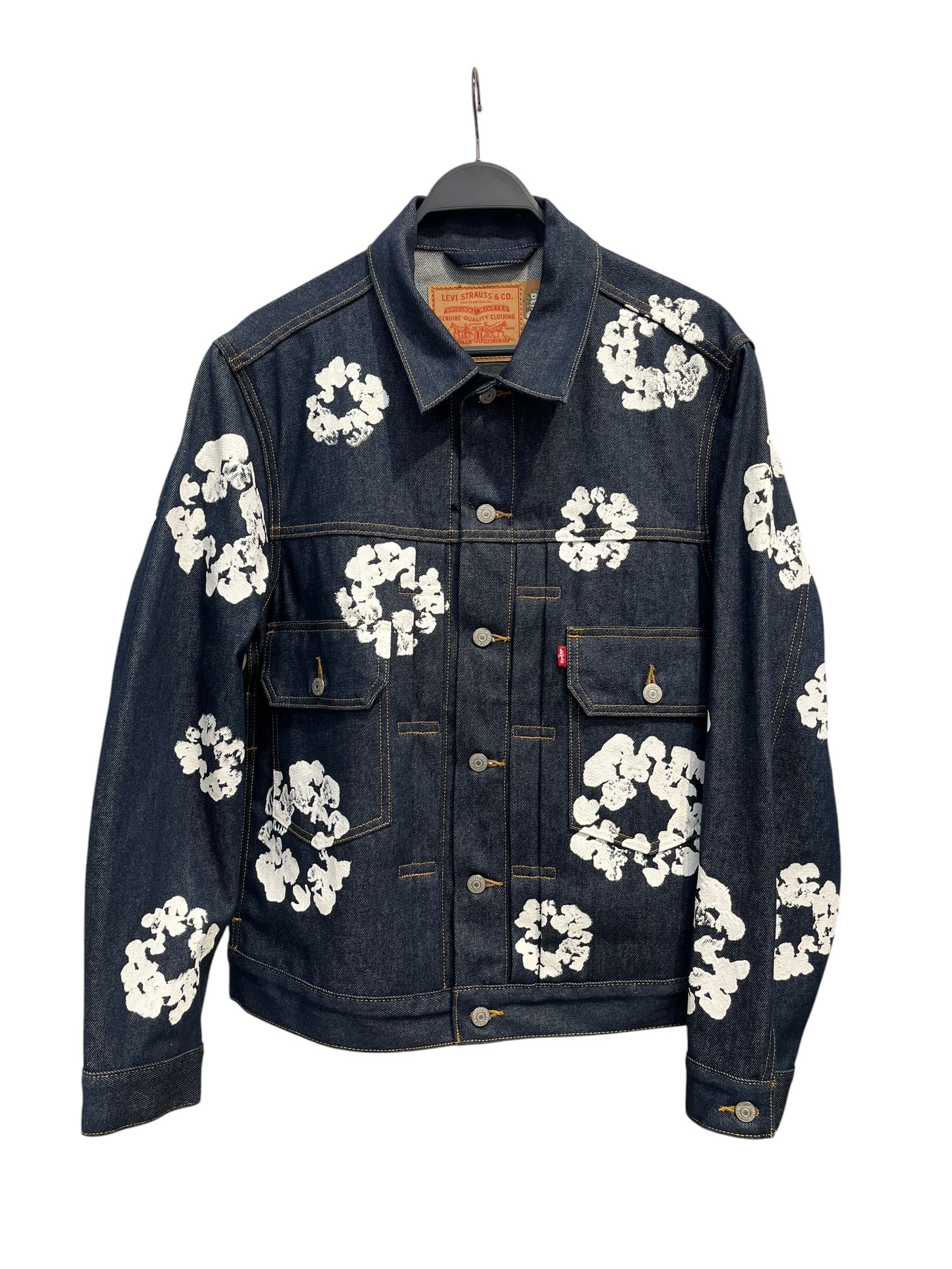 DENIM TEARS/Denim Jkt/M/Cotton/NVY/Floral Pattern/ view 1