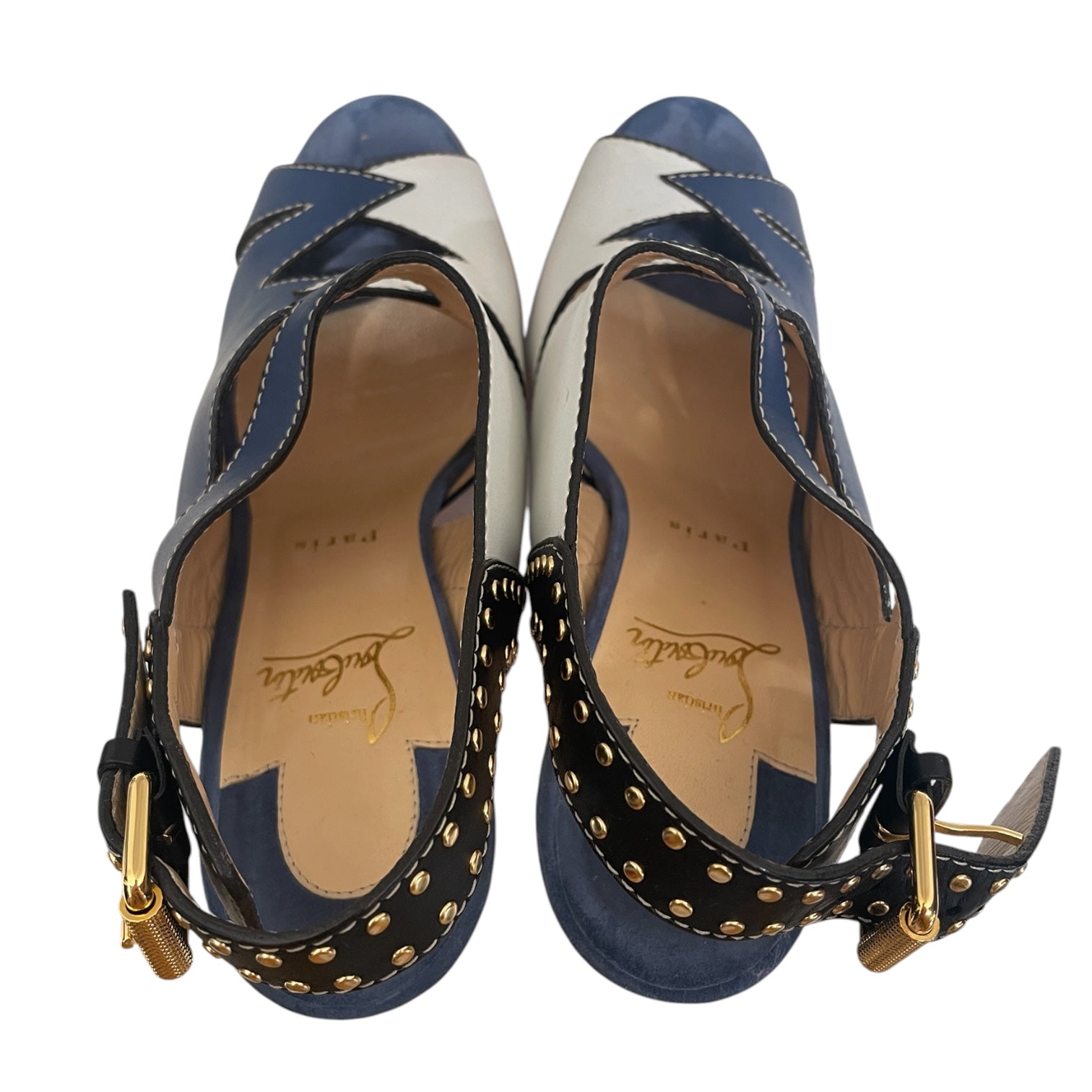 Christian Louboutin/Heels/EU 39/All Over Print/Leather/MLT/COLORBLOCK/T-STRAP PUMP view 4