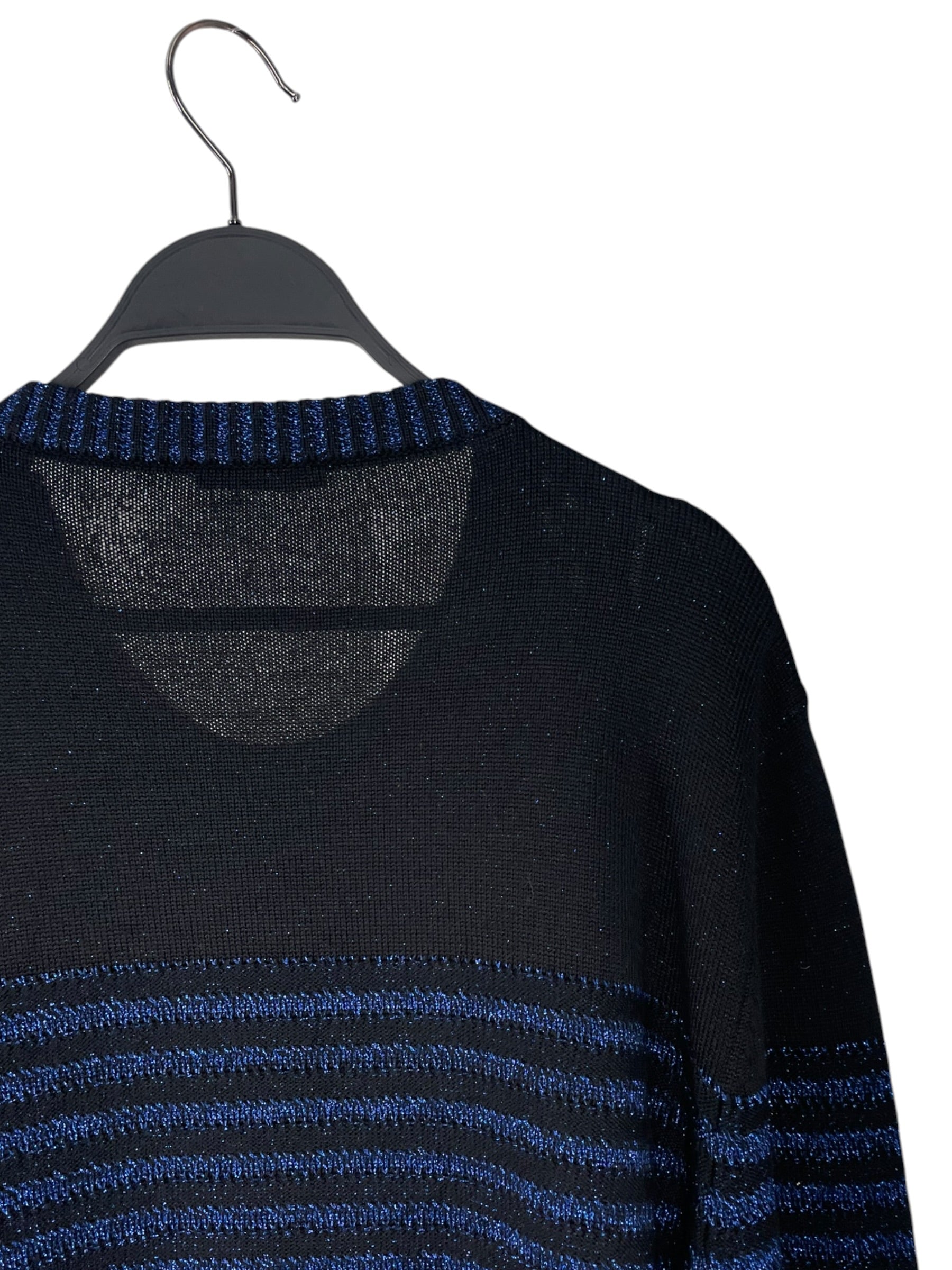 BALMAIN/Sweater/XL/Stripe/Wool/BLU/BLUE EMBROIDERED MOTIF KNIT view 4