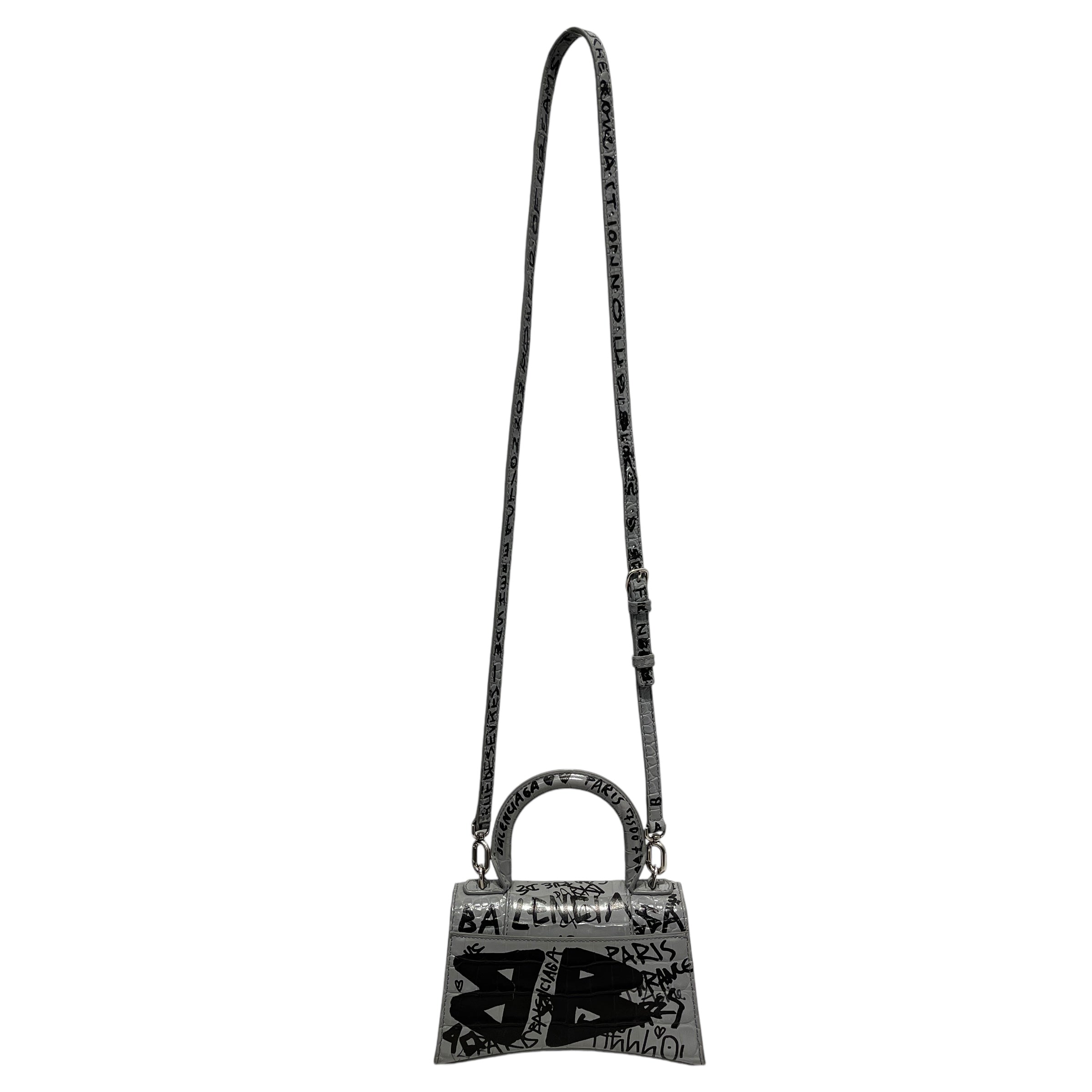 BALENCIAGA/Hand Bag/All Over Print/Leather/GRY/GRAFITTI HOURGLASS view 2