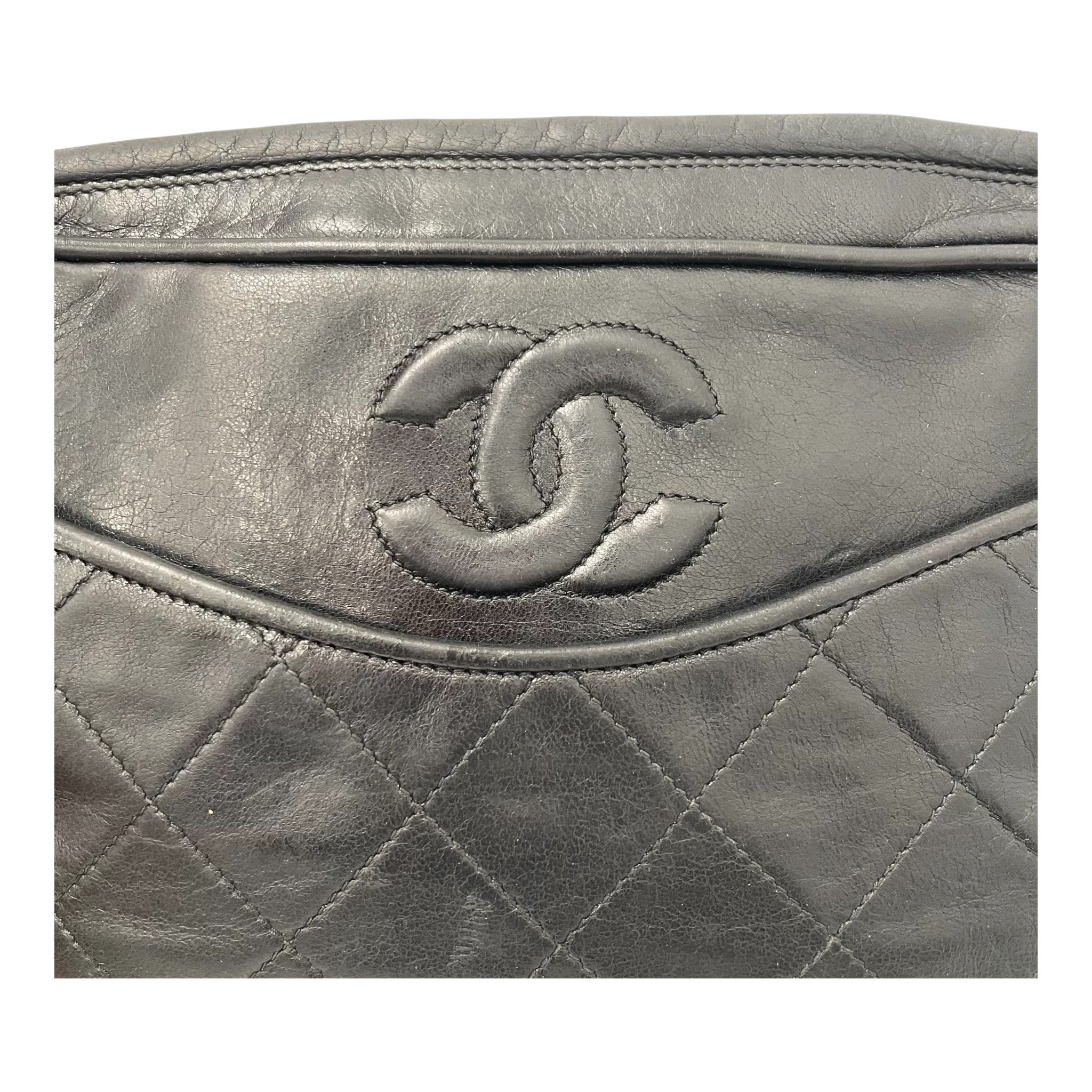 CHANEL/Vintage/Cross Body Bag/Leather/BLK/Camera Tassel view 5