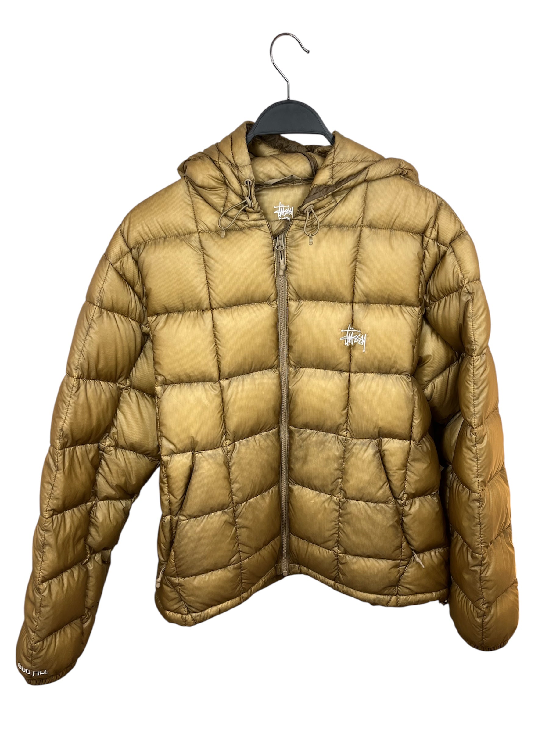 STUSSY/Puffer Jkt/L/Nylon/KHK/MIDWEIGHT HOODED PUFFER view 1