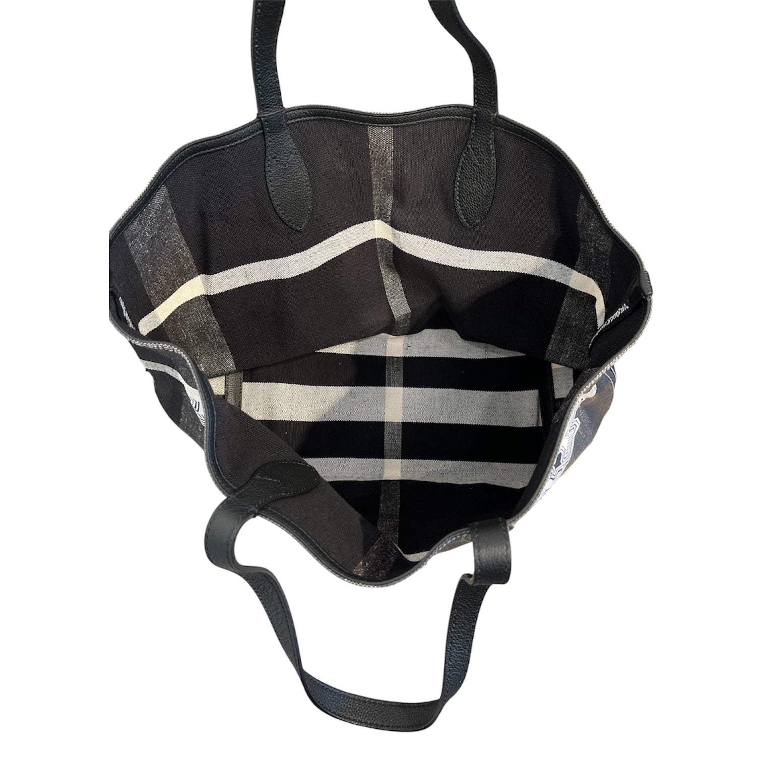 BURBERRY/Tote Bag/Plaid/Leather/BLK/london england view 4