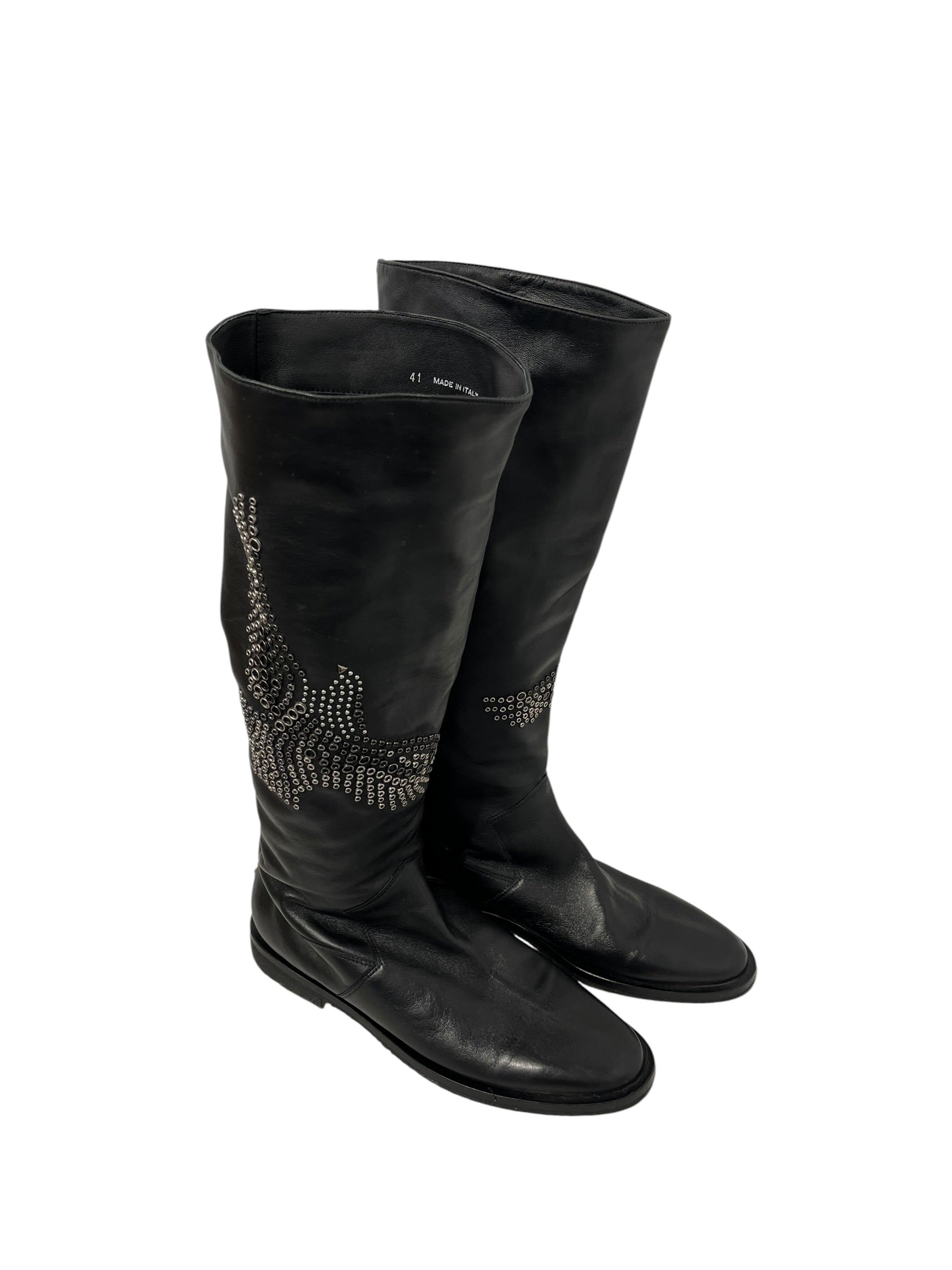 JIMMY CHOO/Boots/EU 41/Leather/BLK/STUDDED EAGLE view 1