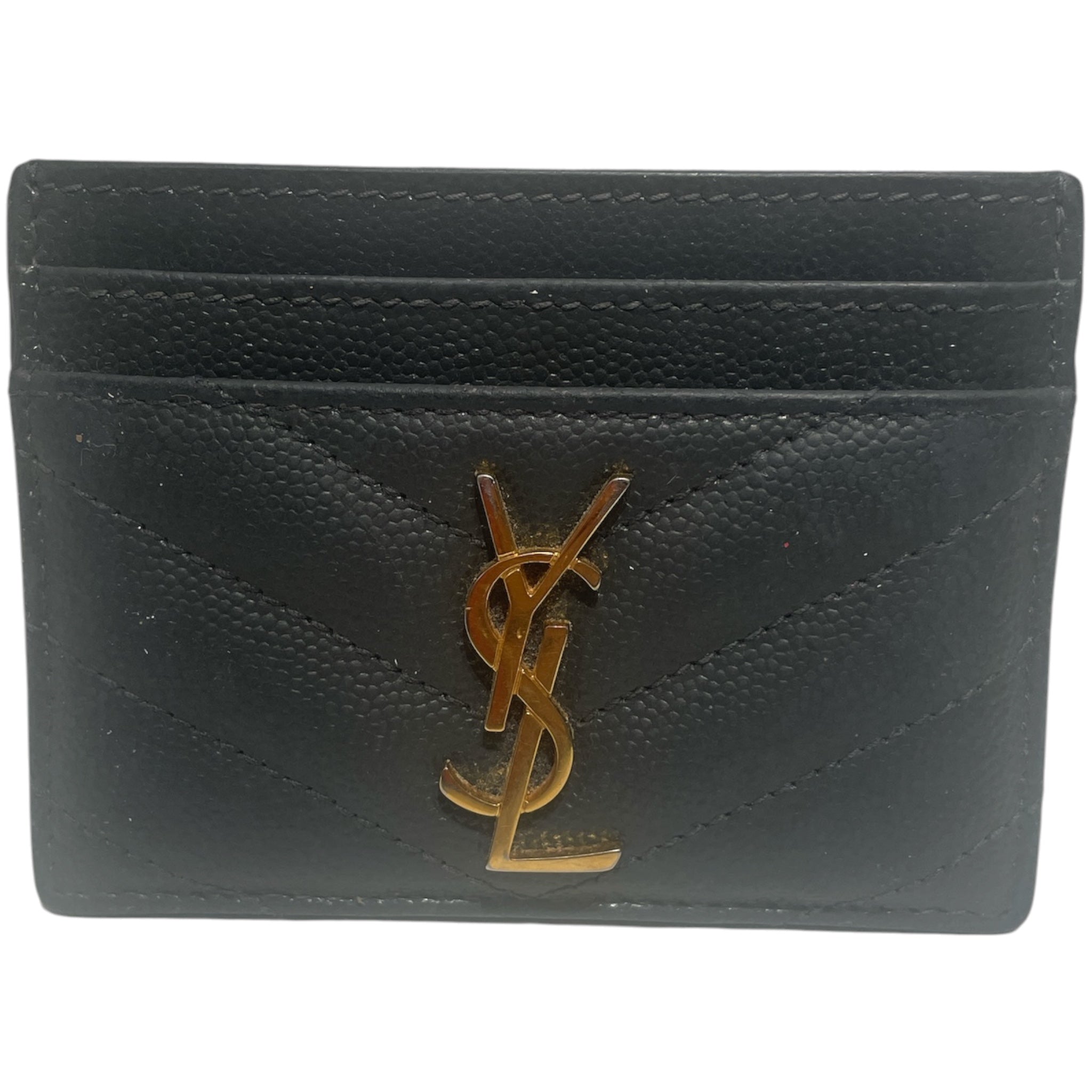 SAINT LAURENT/Wallet/Leather/GRY/YSL GOLD CARD HOLDER view 1