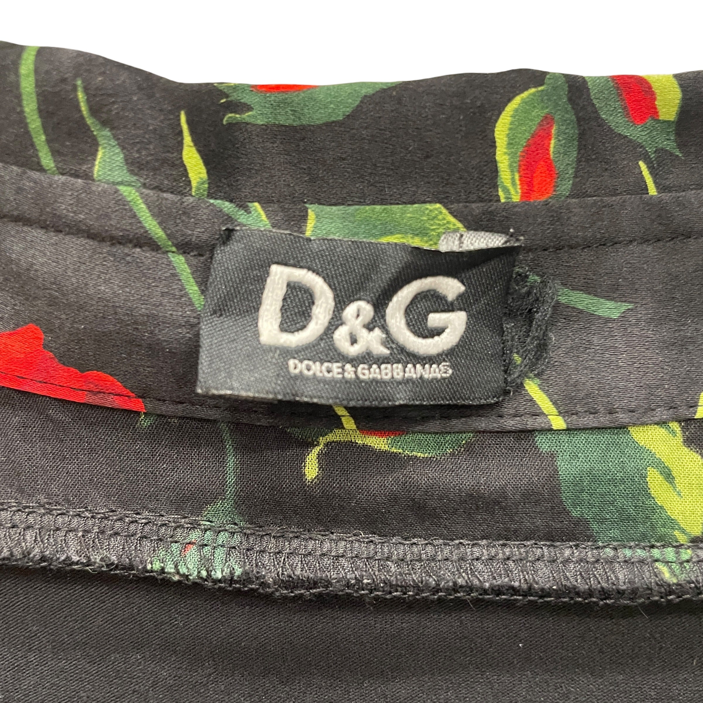 DOLCE&GABBANA/LS Blouse/L/Floral Pattern/Silk/BLK/Red Rose Cardigan Top V2 view 3