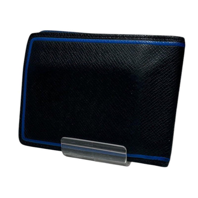 LOUIS VUITTON/Bifold Wallet/Border/Leather/BLK/BLUE LINING