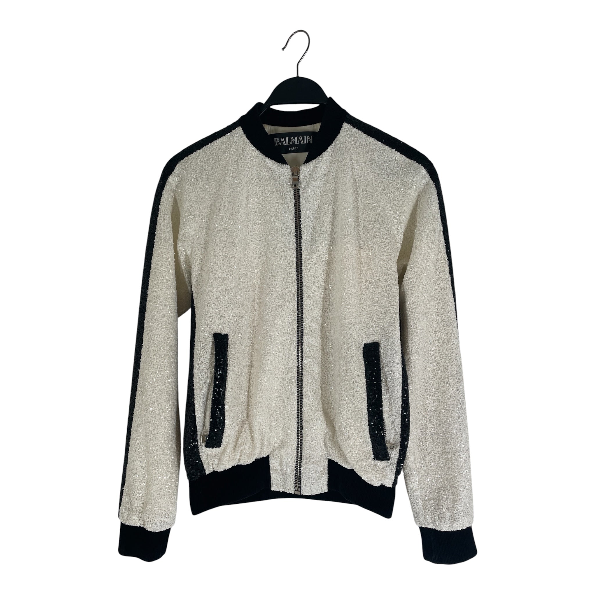 BALMAIN/Track Jkt/34/Polyester/WHT/SEQUIN BOMBER JACKET view 1